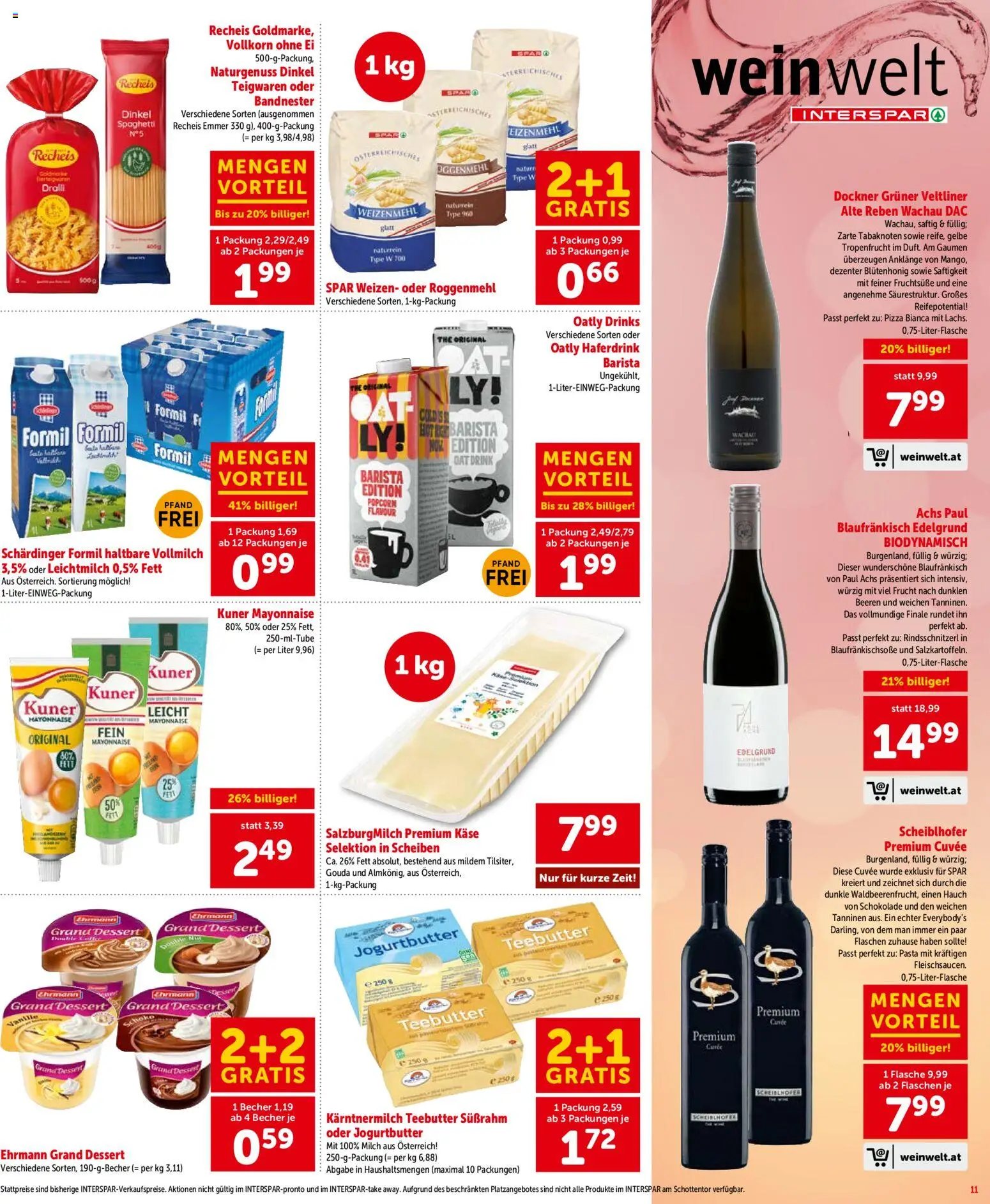 Interspar Flugblatt- Wien gültig ab 31.03.2026 | Seite: 12 | Produkte: Pasta, Milch, Käse, Schokolade
