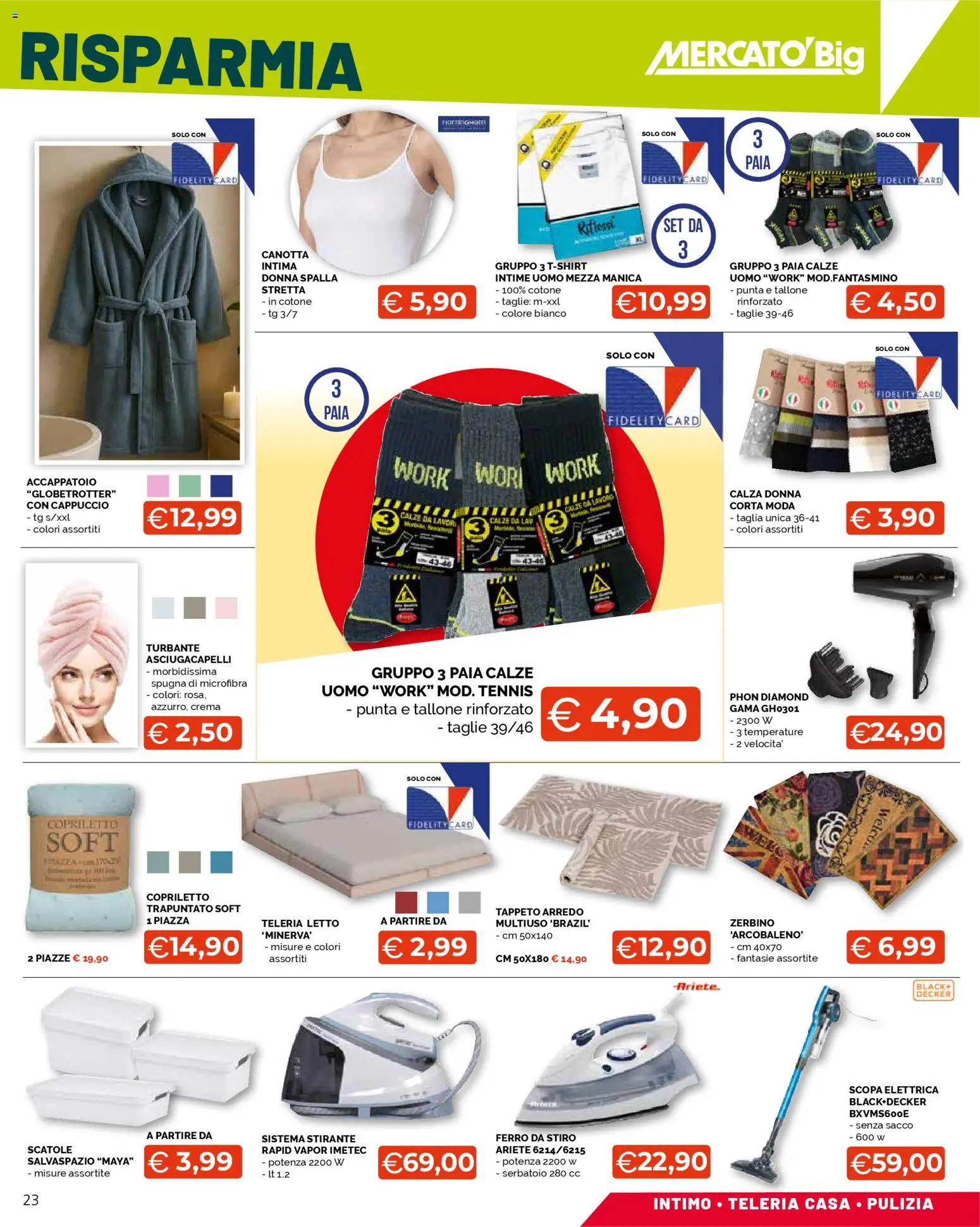 Volantino Mercatò del 22.01.2026 | Pagina: 23 | Prodotti: Crema, Canotta, Asciugacapelli, Zerbino