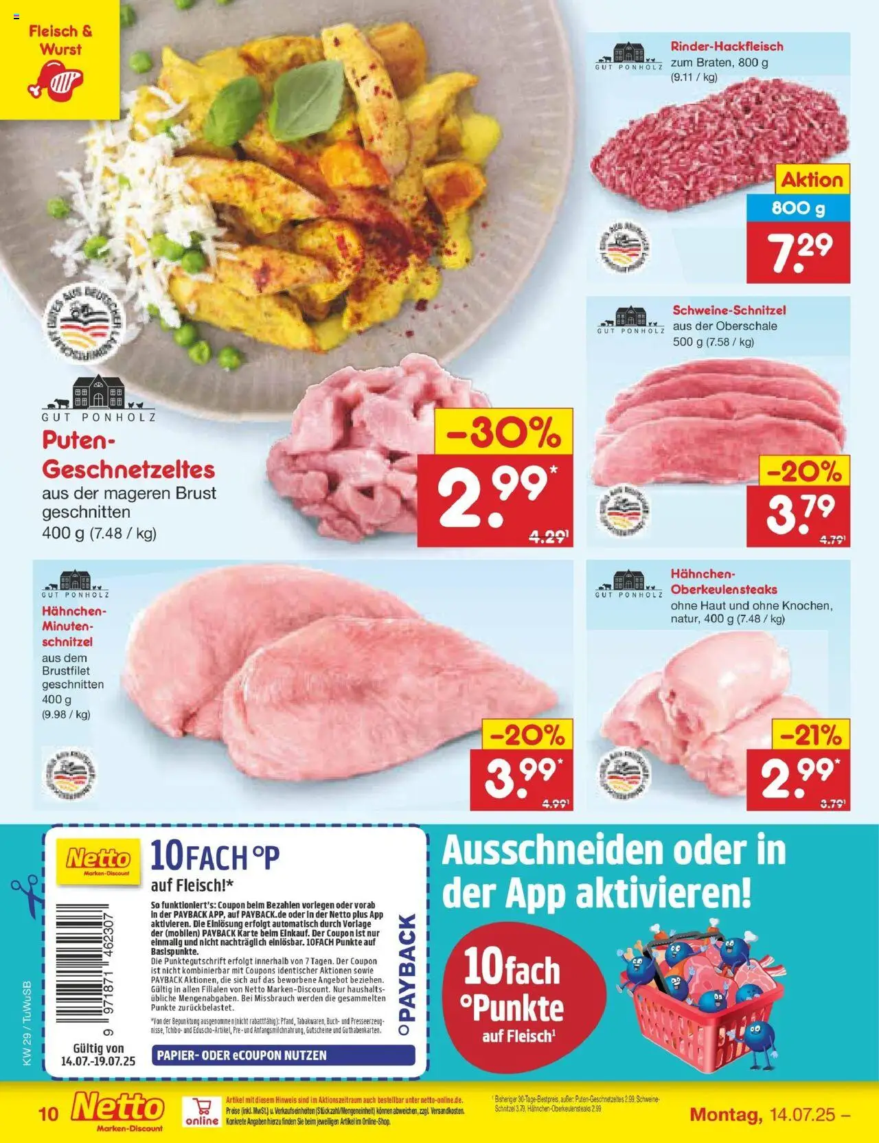 Netto Marken-Discount prospekt Calw-Stammheim	 - gültig ab dem 13.07.2025 | Seite: 12 | Produkte: Hahnchen, Schnitzel, Wurst, Fleisch