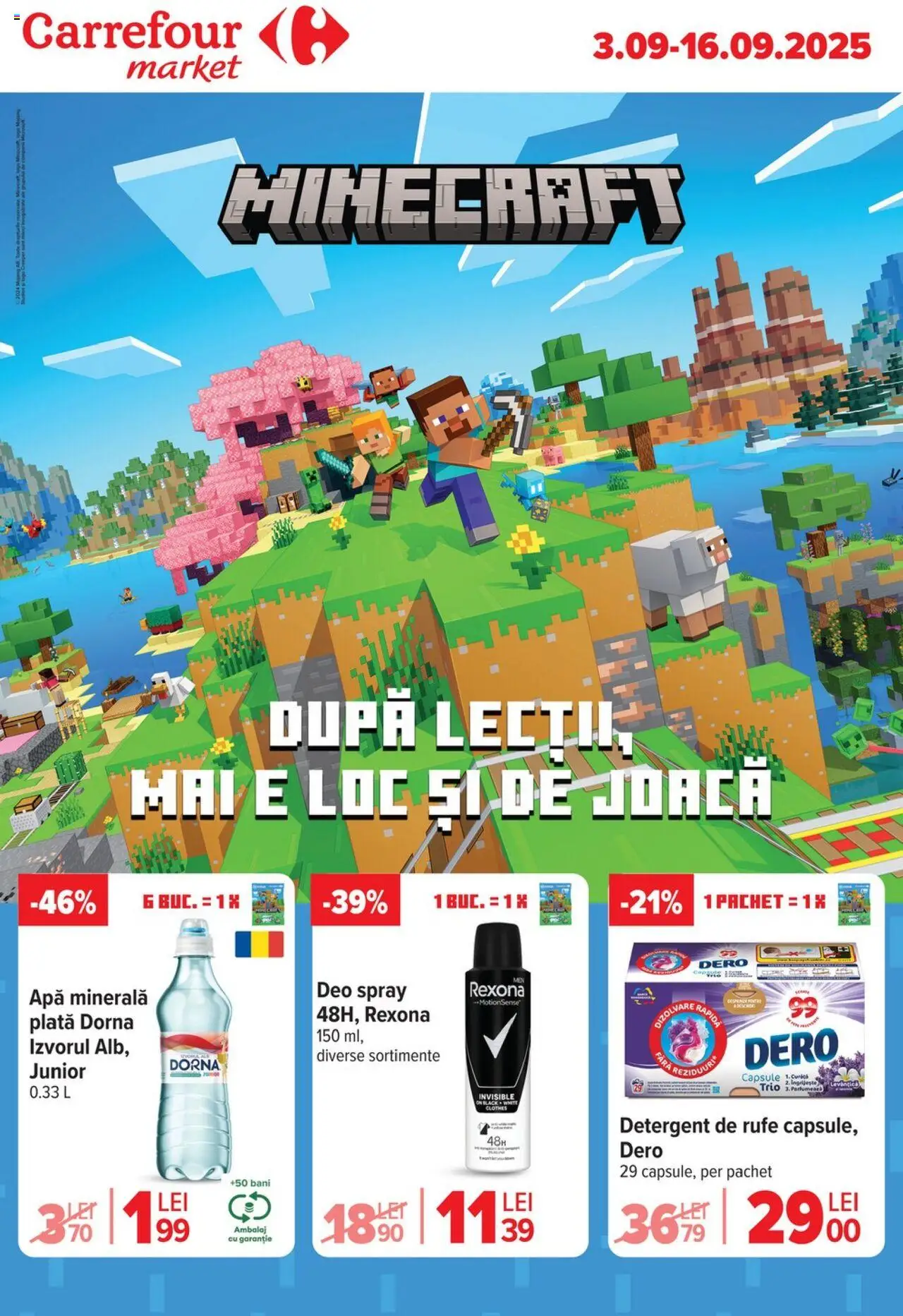 Carrefour catalog - Market – valabil de la 03.09.2025 | Pagină: 1 | Produse: Yazı tahtası kalemi, Detergent, Apă