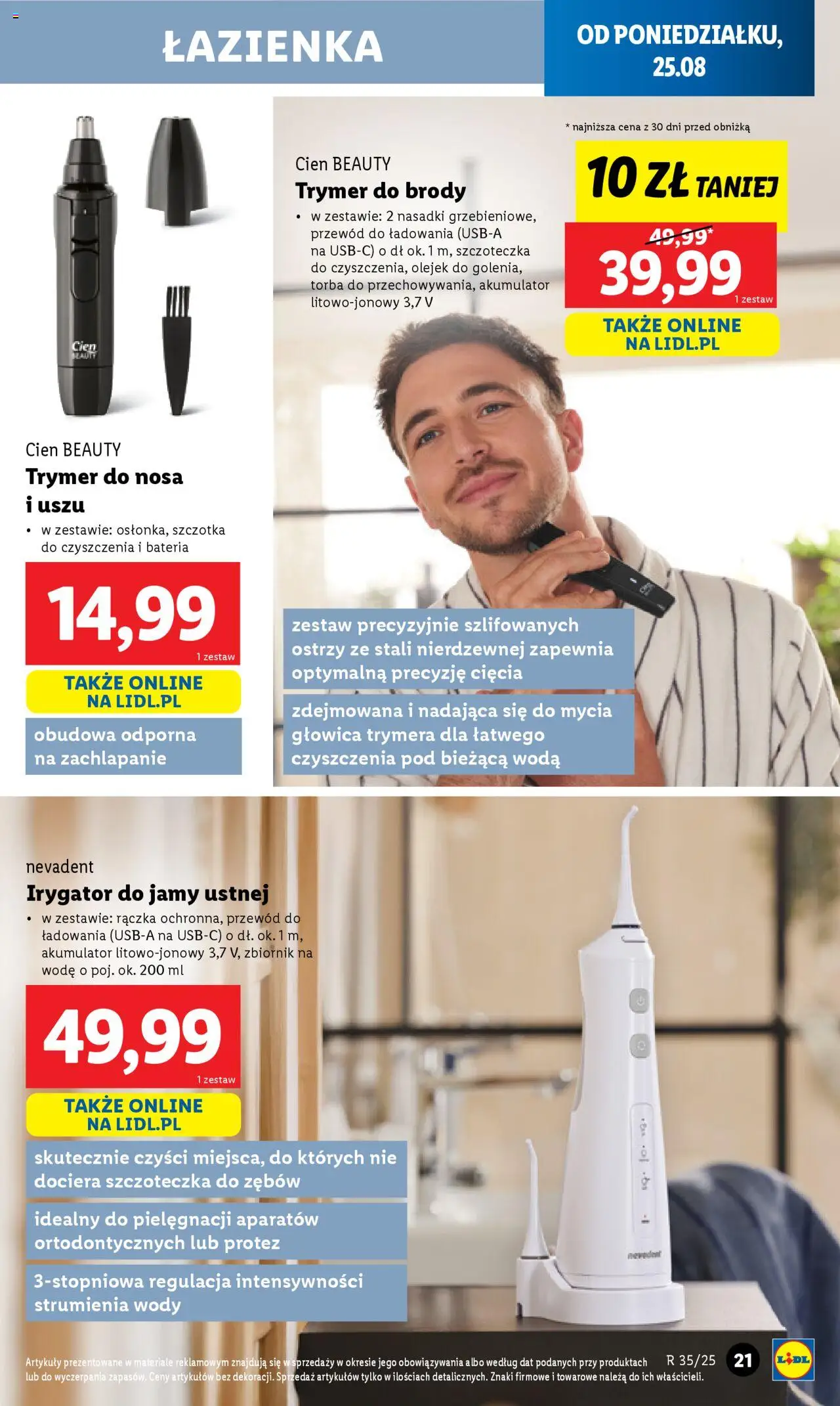 Lidl Katalog od 25.08.2025 | Strona: 21 | Produkty: Torba, Bateria, Irygator, Woda