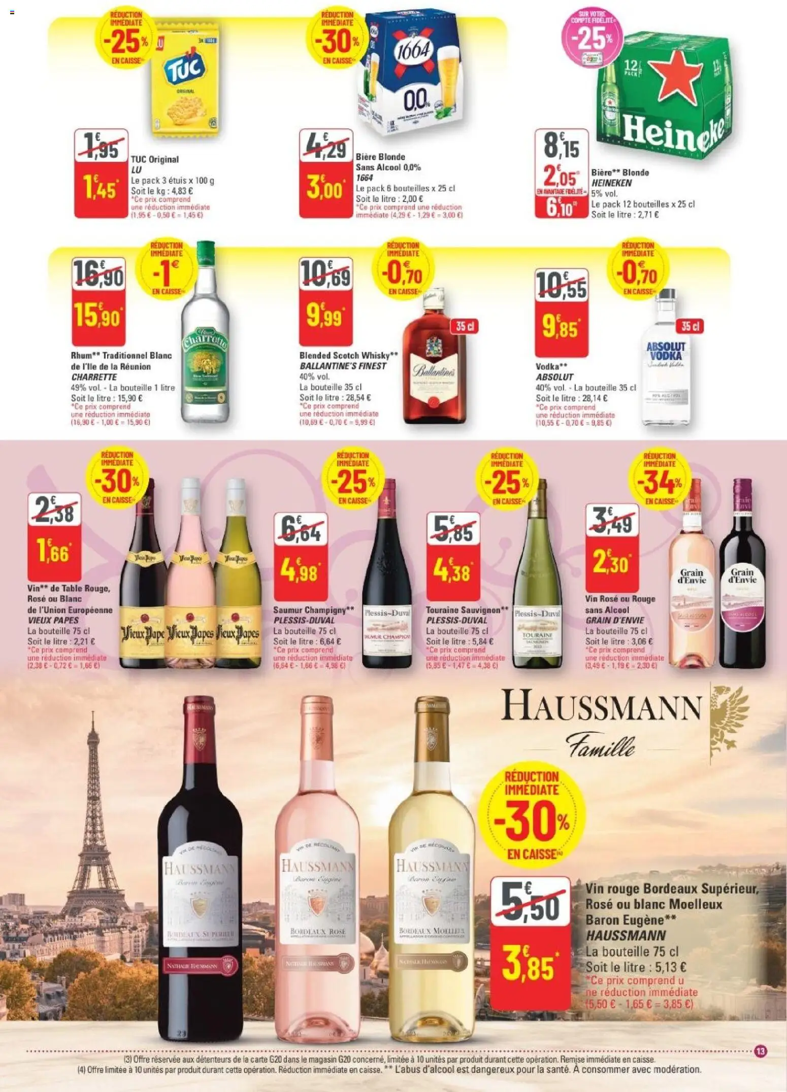 {H1} | Page: 13 | Produits: Alcool, Bière blonde, Vin, Bière