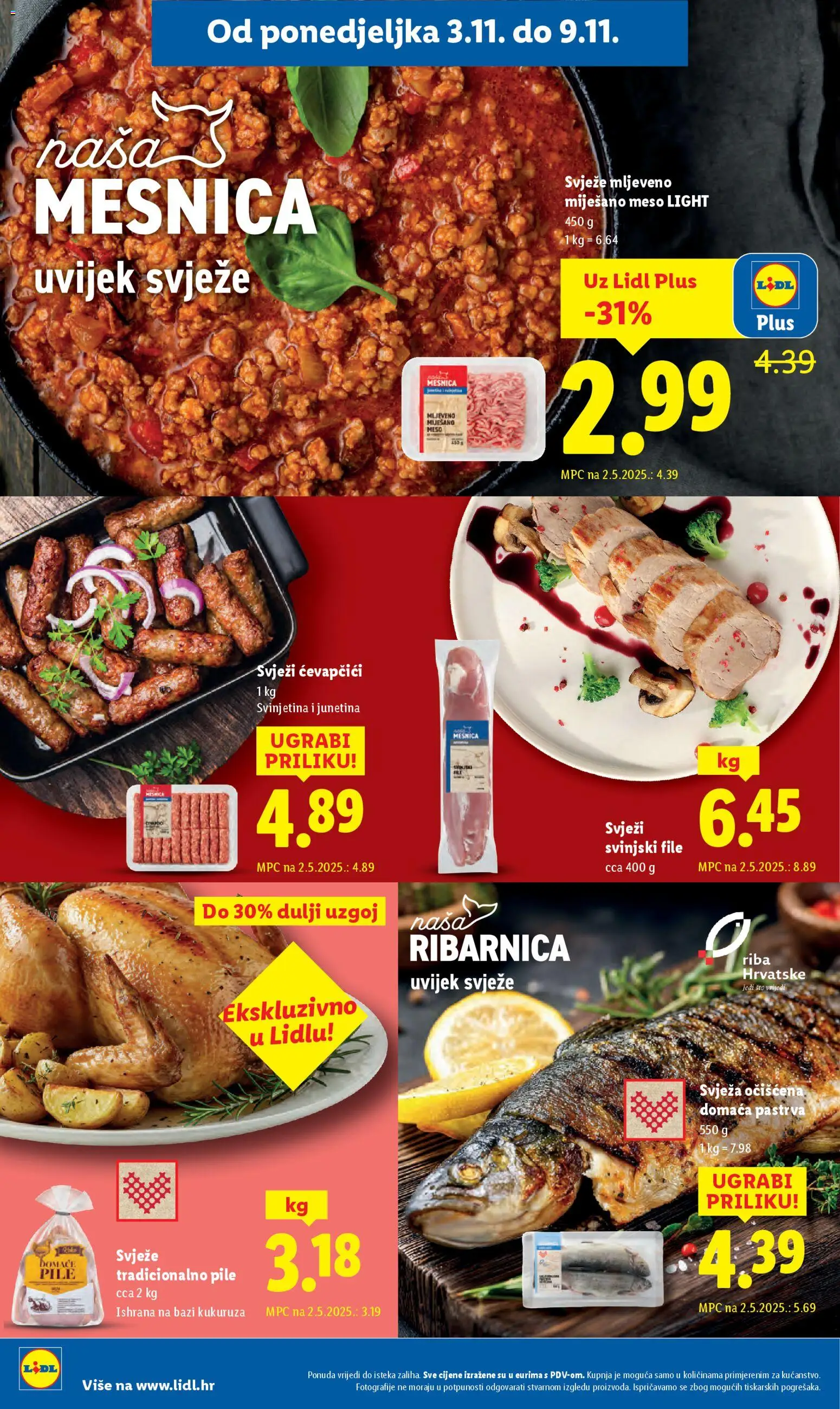 Lidl katalog | vrijedi od 03.11.2025 | Stranica: 4 | Proizvodi: Pastrva, Meso, Svinjetina, Ćevapčići