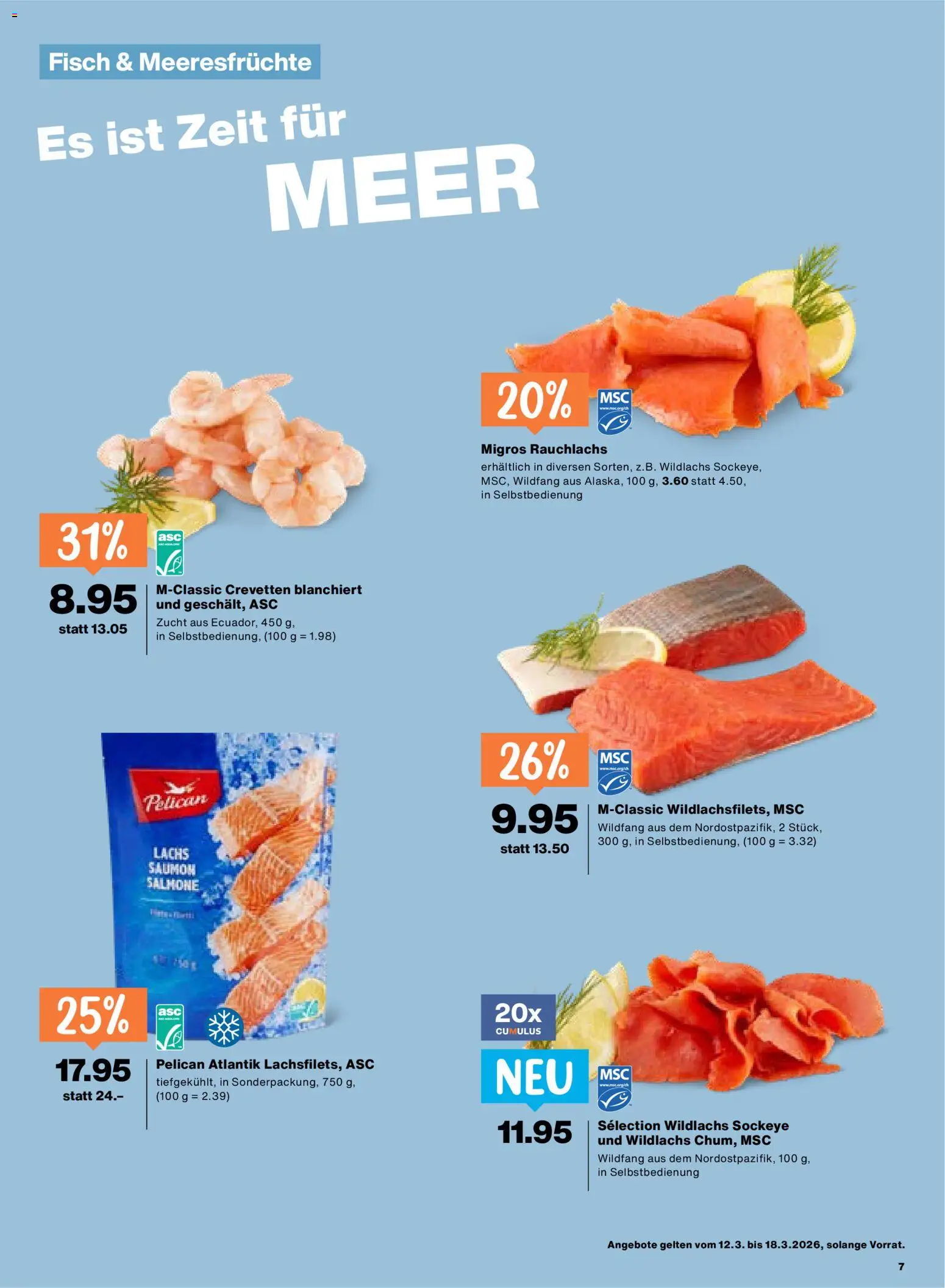 Migros aktionen – gültig ab 12.03.2026 | Seite: 7 | Produkte: Lachs, Fisch, Meeresfrüchte