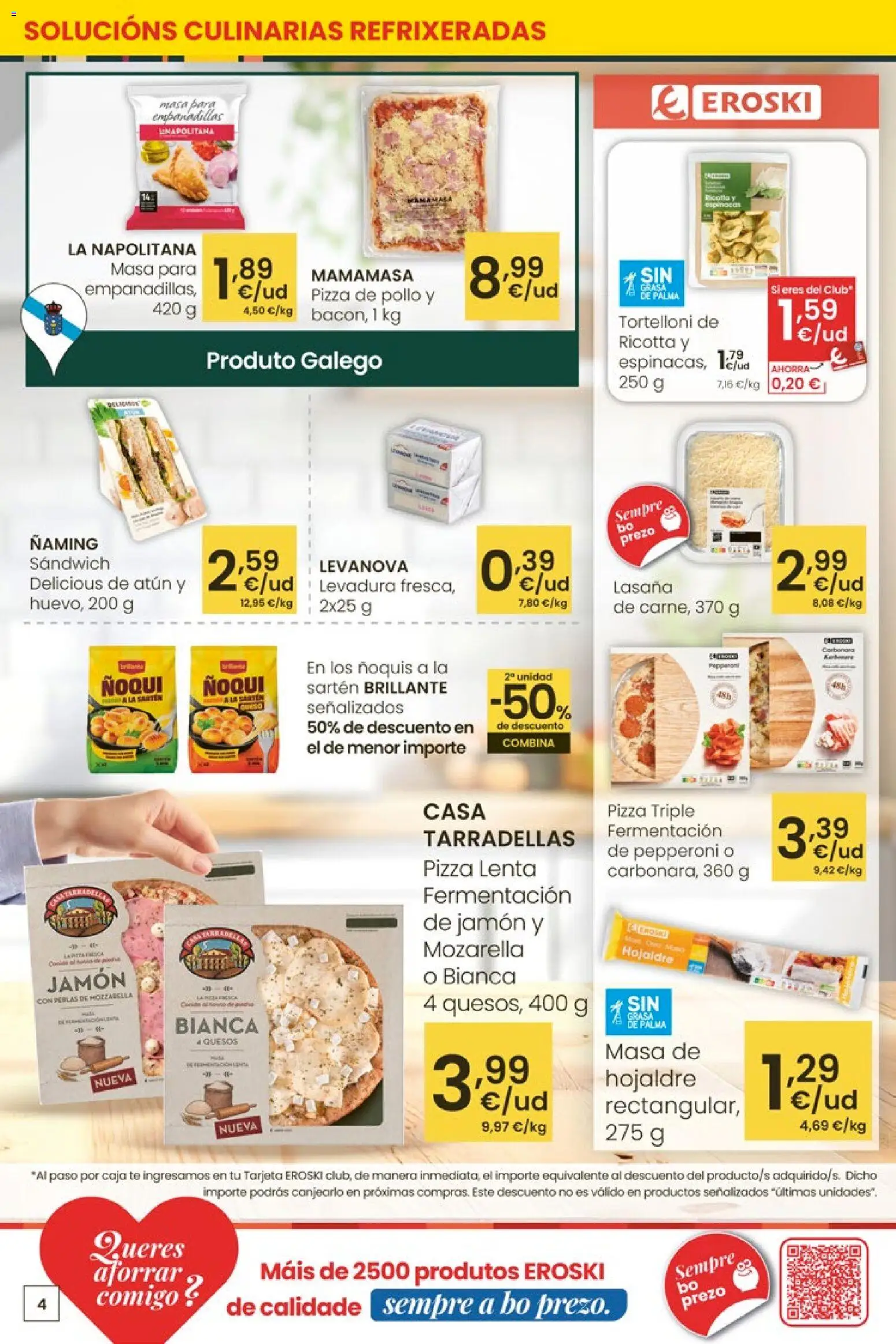 Eroski Quieres ahorrar conmigo │ válido desde el 16.04.2026 | Página: 4 | Productos: Jamón, Pizza, Té, Caja