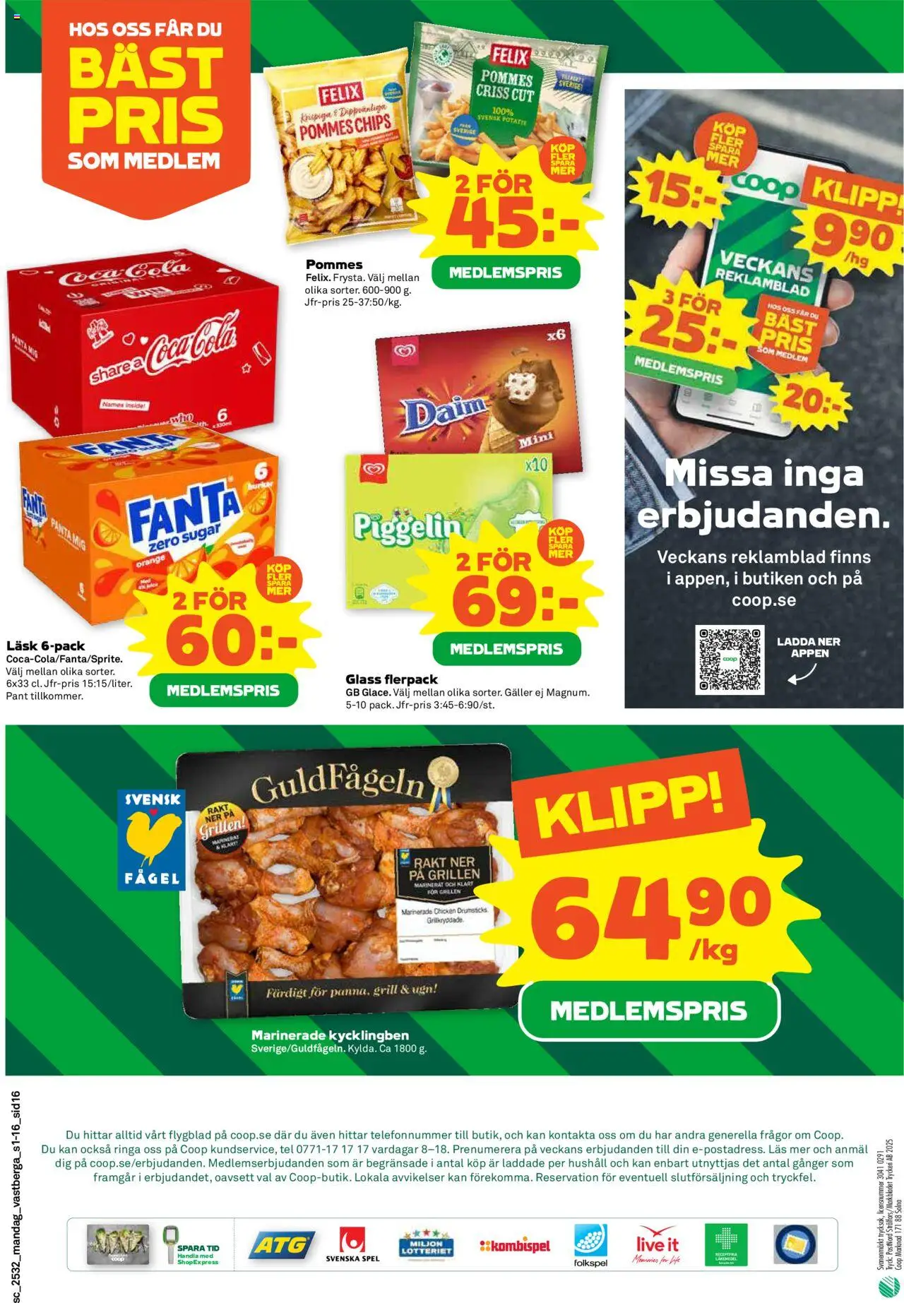 Stora Coop reklamblad aktuell från 04.08.2025 | Sida: 16 | Produkter: Grill, Galler, Chips, Coca cola