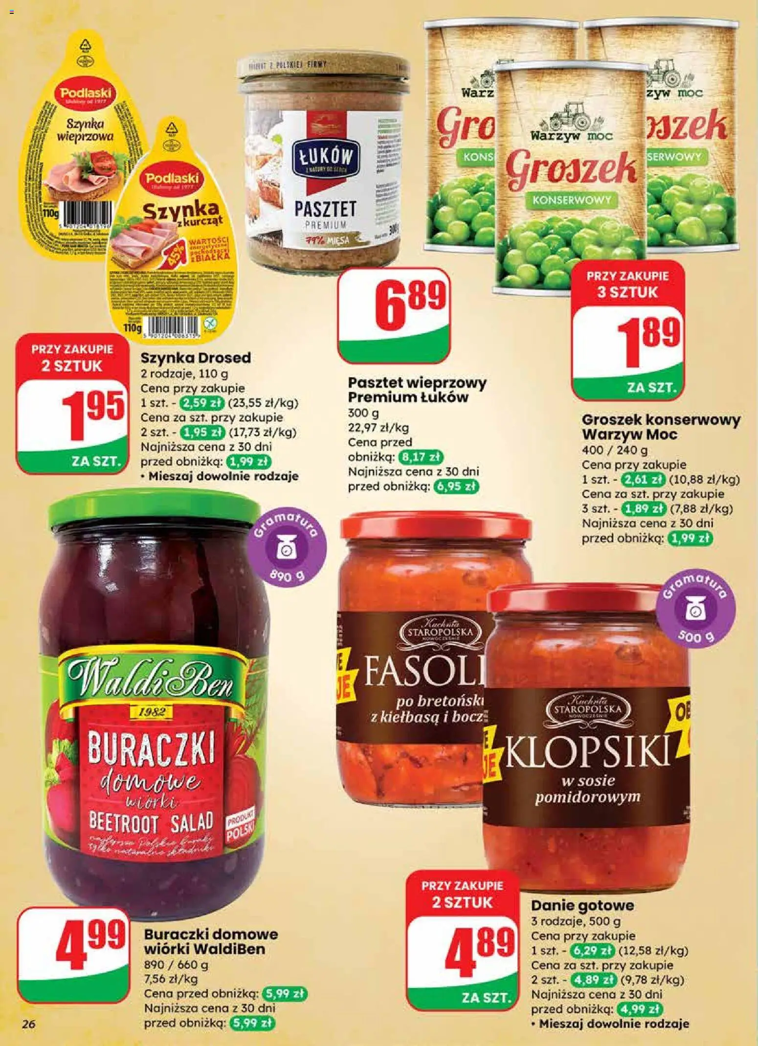 Dino Gazetka od 19.11.2025 | Strona: 26 | Produkty: Kiełbasa, Groszek, Szynka wieprzowa, Klopsiki