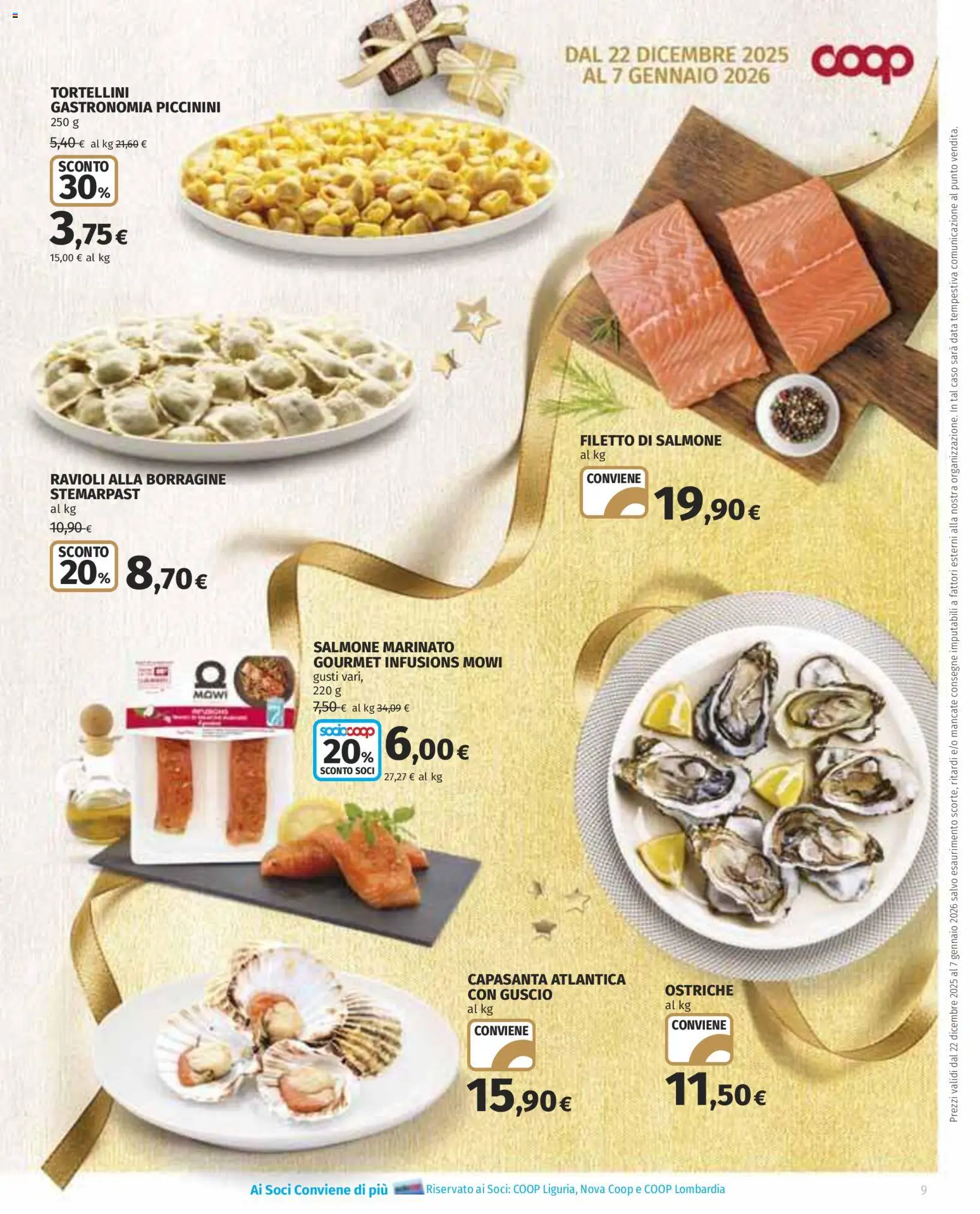 Volantino COOP del 22.12.2025 | Pagina: 9 | Prodotti: Salmone, Data, Ravioli