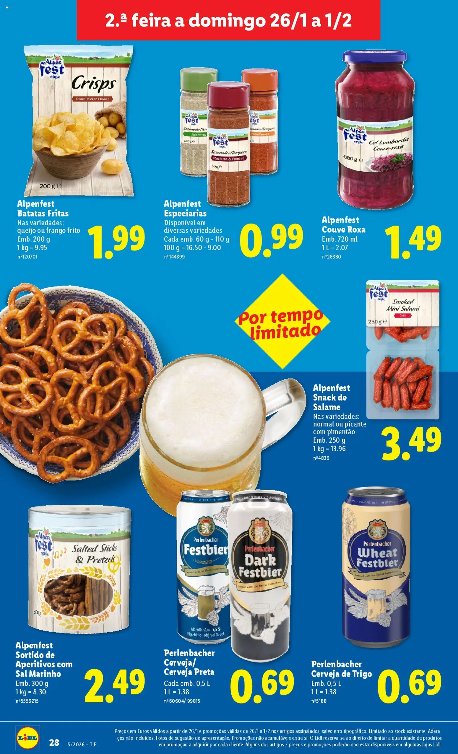 Lidl folheto │ válido de 26.01.2026 | Página: 28 | Produtos: Pimentão, Sal, Cerveja, Batatas fritas