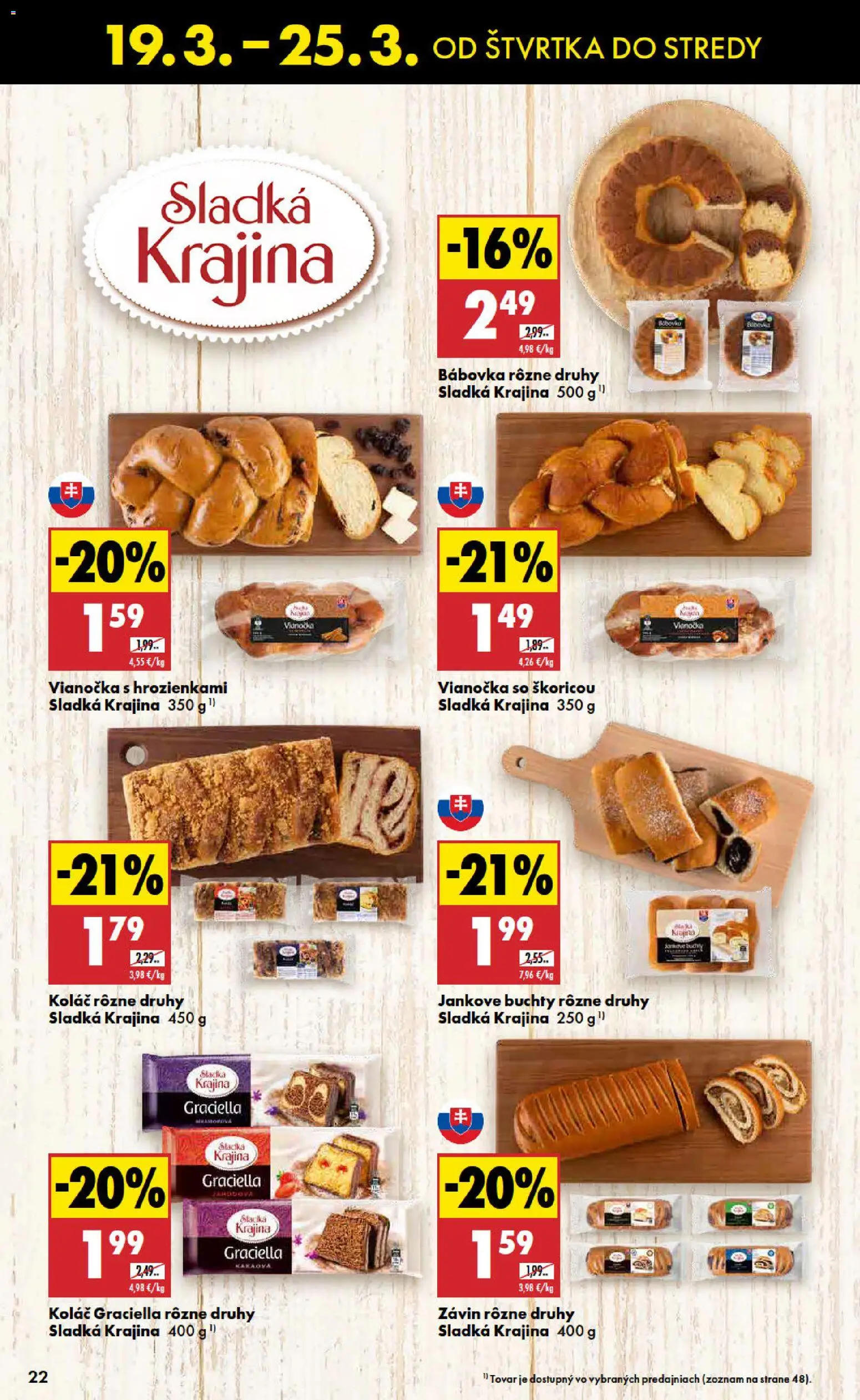 Nové Biedronka akcie – leták je platný od 19.03.2026 | Strana: 22 | Produkty: Vianočka, Závin, Koláč