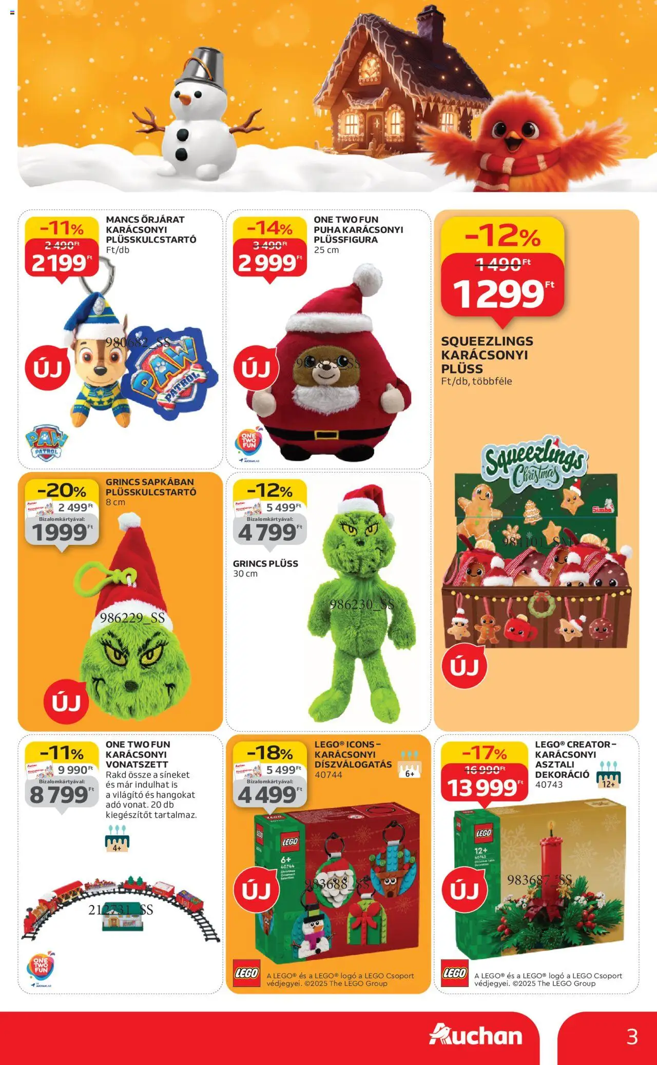 Auchan akciós ujság - amely érvényes a következő dátumtól: 24.10.2025 | Oldal: 3 | Termékek: Plüss, Dekoráció