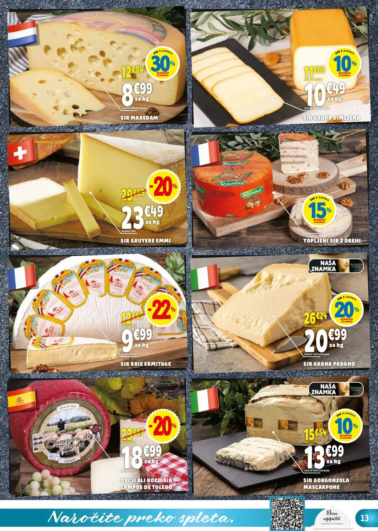 Novi E.leclerc katalog ponudbe – veljaven od 01.10.2025 | Stran: 13 | Izdelki: Topljeni sir, Gauda, Sir
