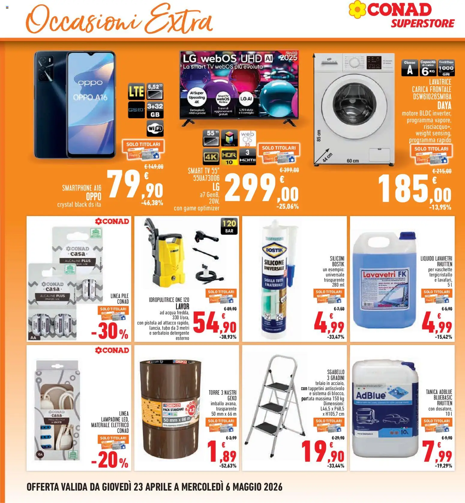 Volantino Conad del 23.04.2026 | Pagina: 30 | Prodotti: Pile, Acqua, Lavatrice, Smartphone