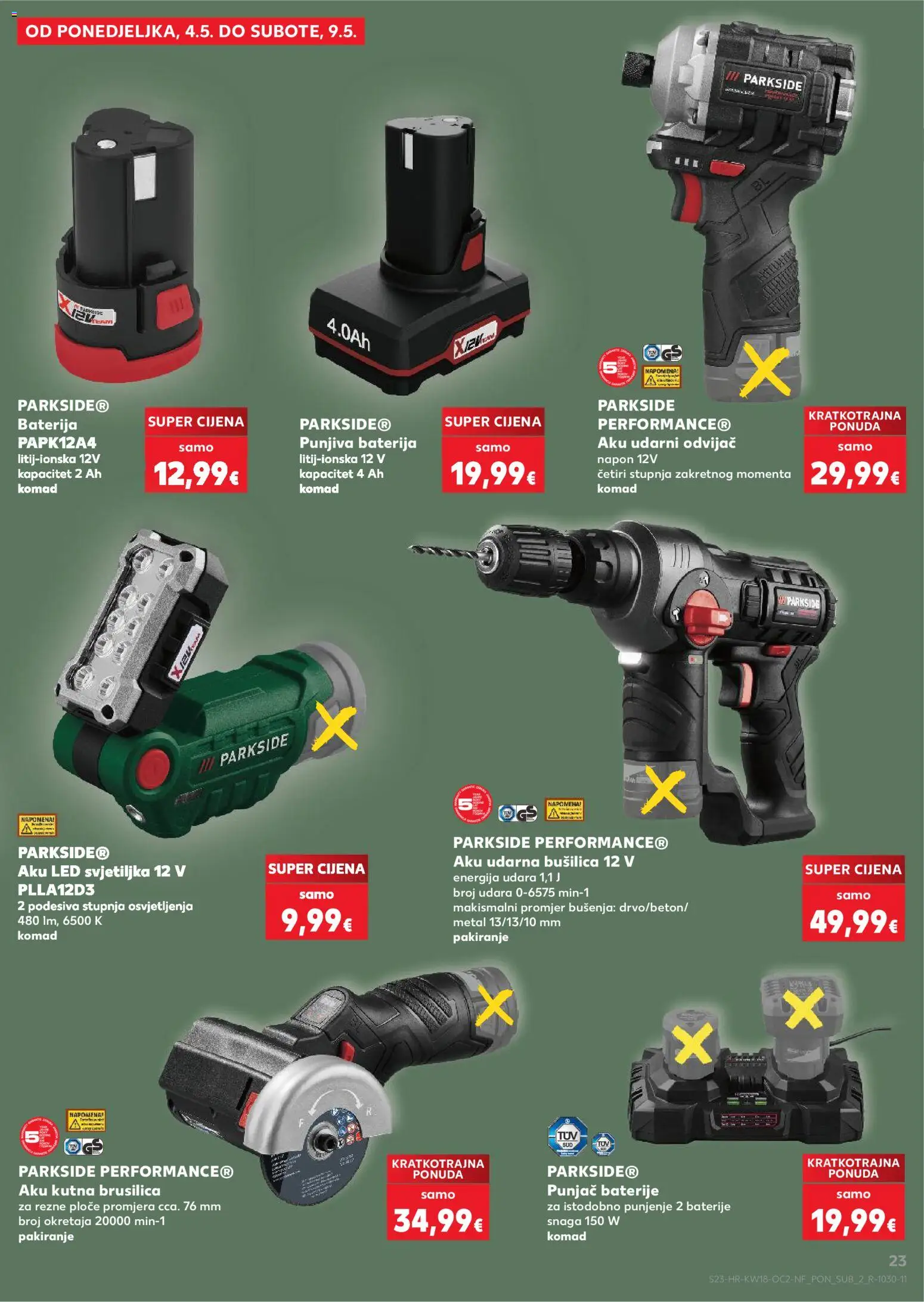 Kaufland katalog | vrijedi od 29.04.2026 | Stranica: 23 | Proizvodi: Svjetiljka, Kutna brusilica, Bušilica, Parkside