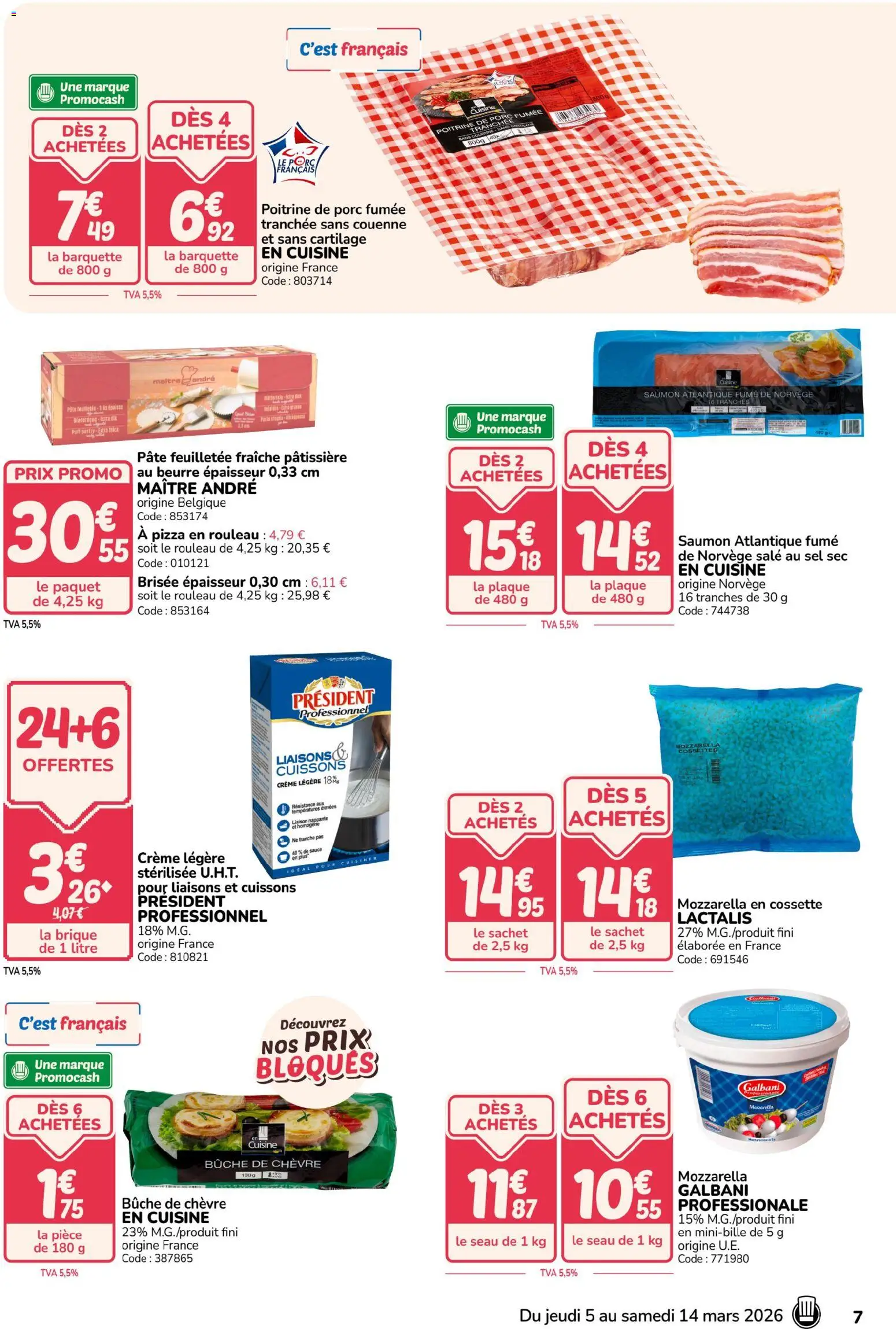 {H1} | Page: 7 | Produits: Poitrine de porc, Sel, Saumon, Crème