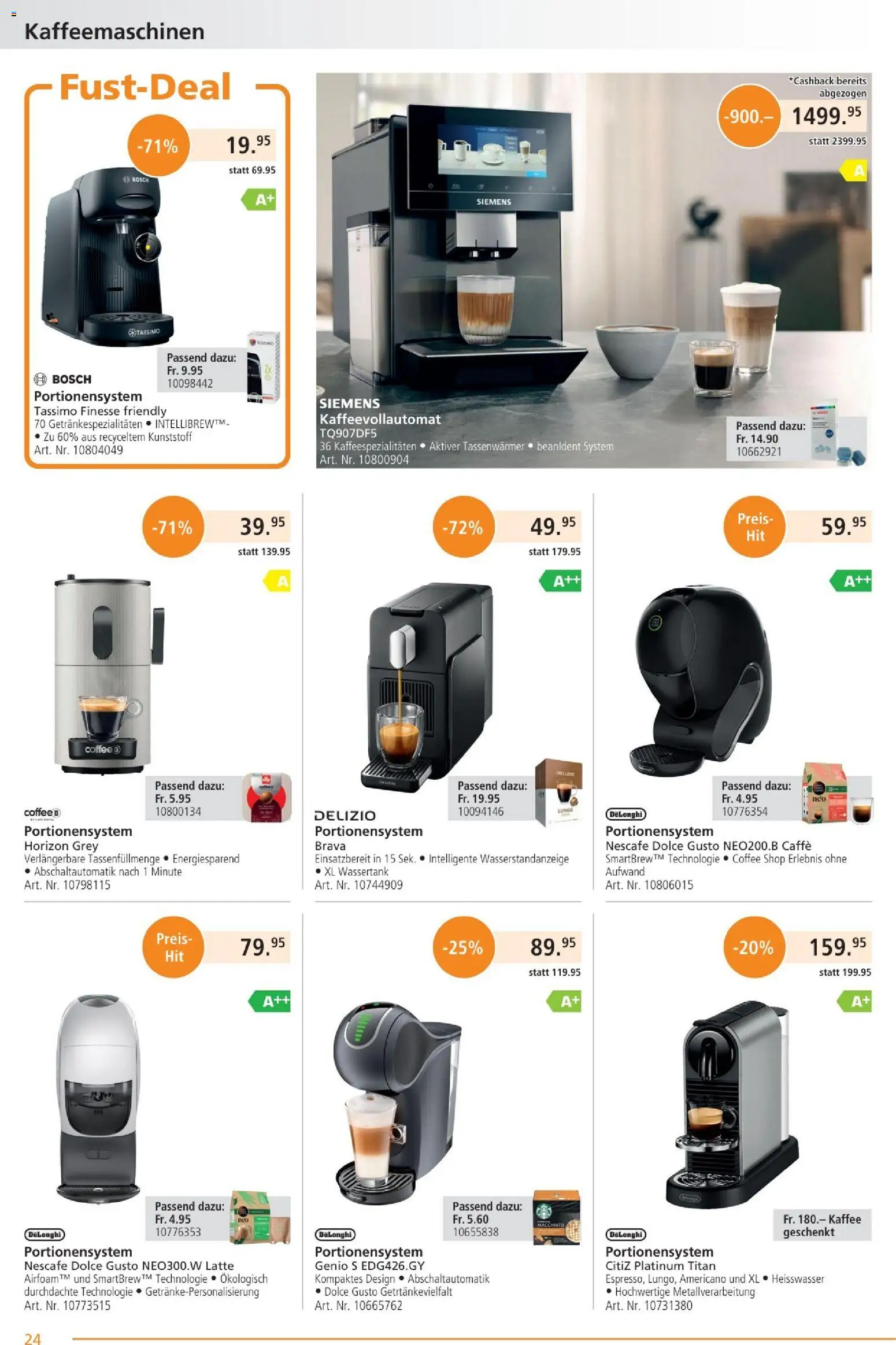 Fust Aktionen – gültig ab 26.01.2026 | Seite: 24 | Produkte: Kaffeevollautomat, Bosch, Siemens