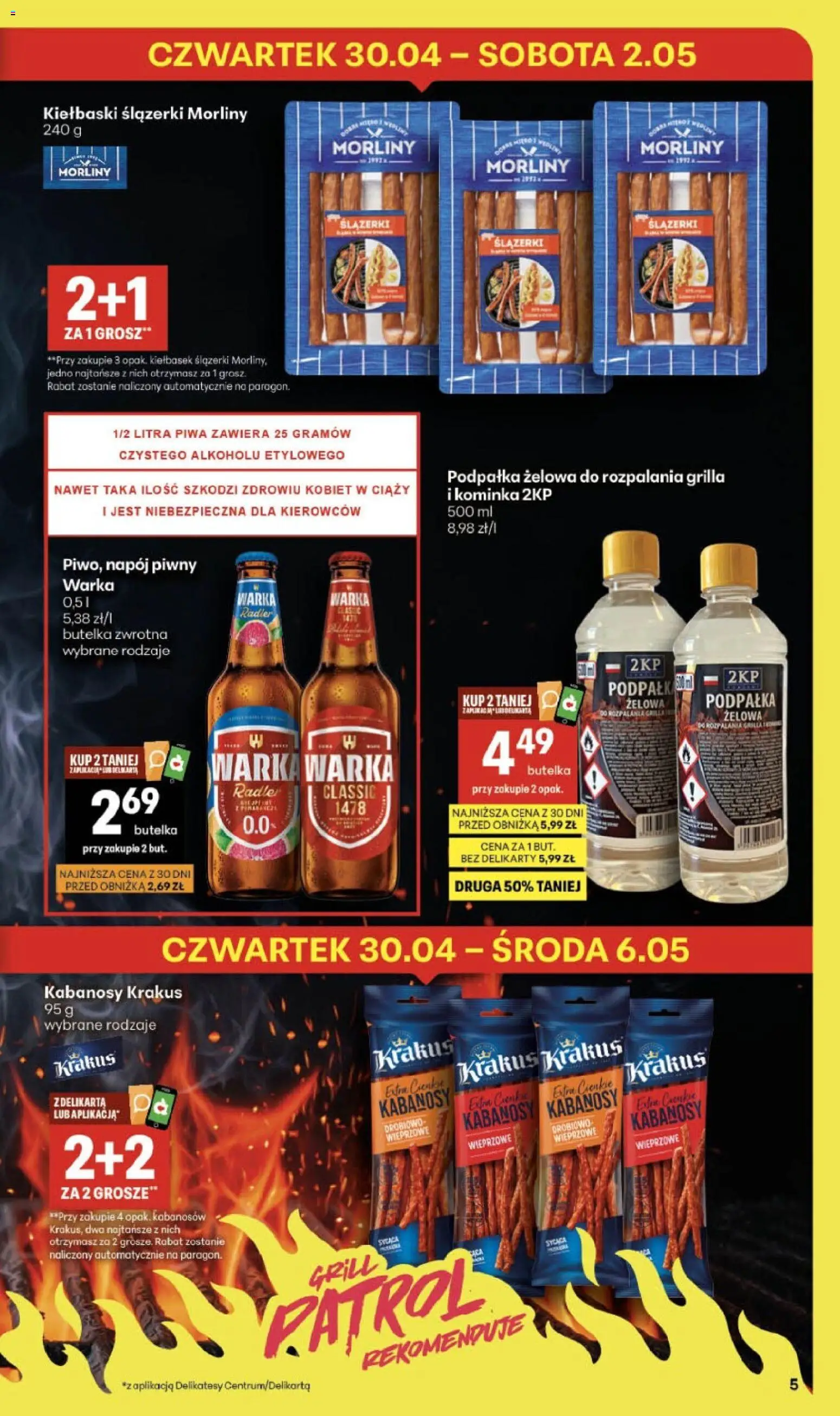 Delikatesy Centrum gazetka od 30.04.2026 | Strona: 5 | Produkty: Grill, Kabanosy, Kiełbaski, Delikatesy