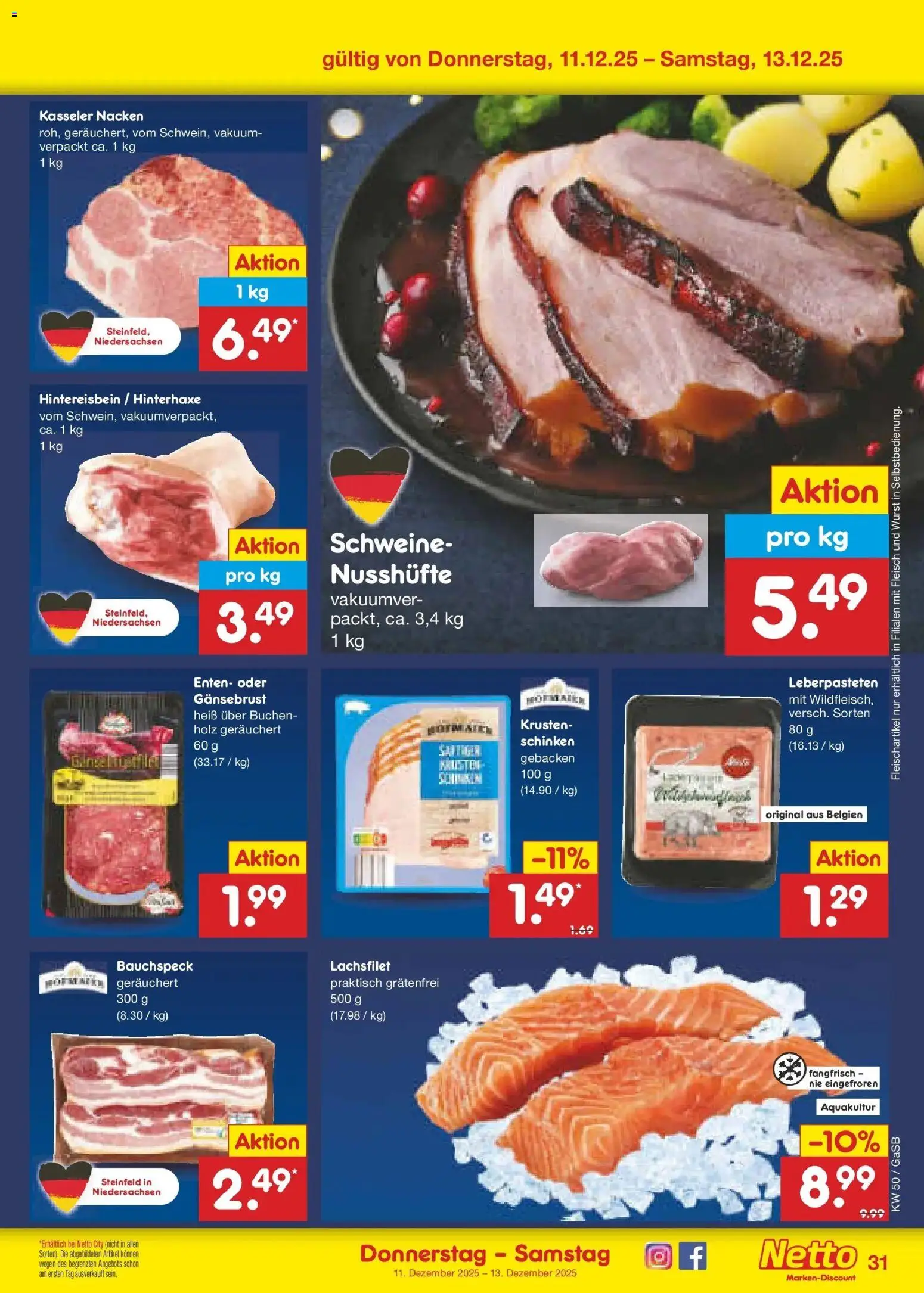 Netto Marken-Discount Prospekt 	 – gültig ab 08.12.2025 | Seite: 39 | Produkte: Kasseler nacken, Wurst, Schinken, Fleisch