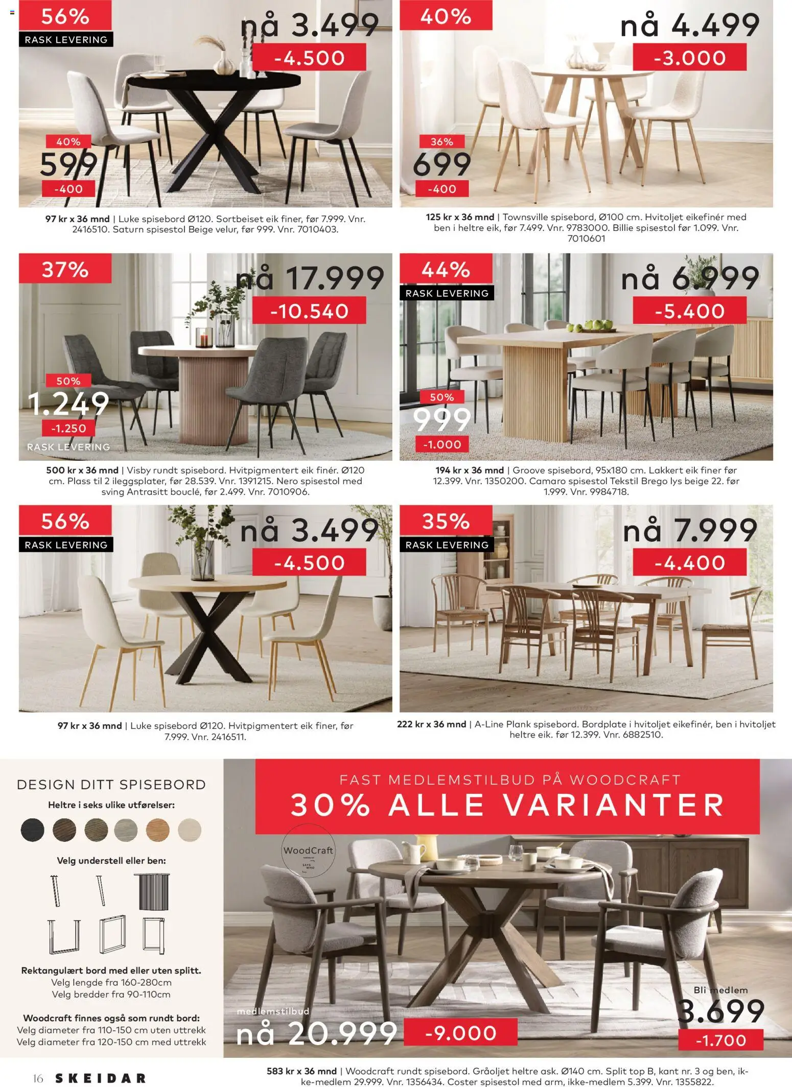 {H1} | Side: 16 | Produkter: Spisebord, Spisestol, Lys, Bord