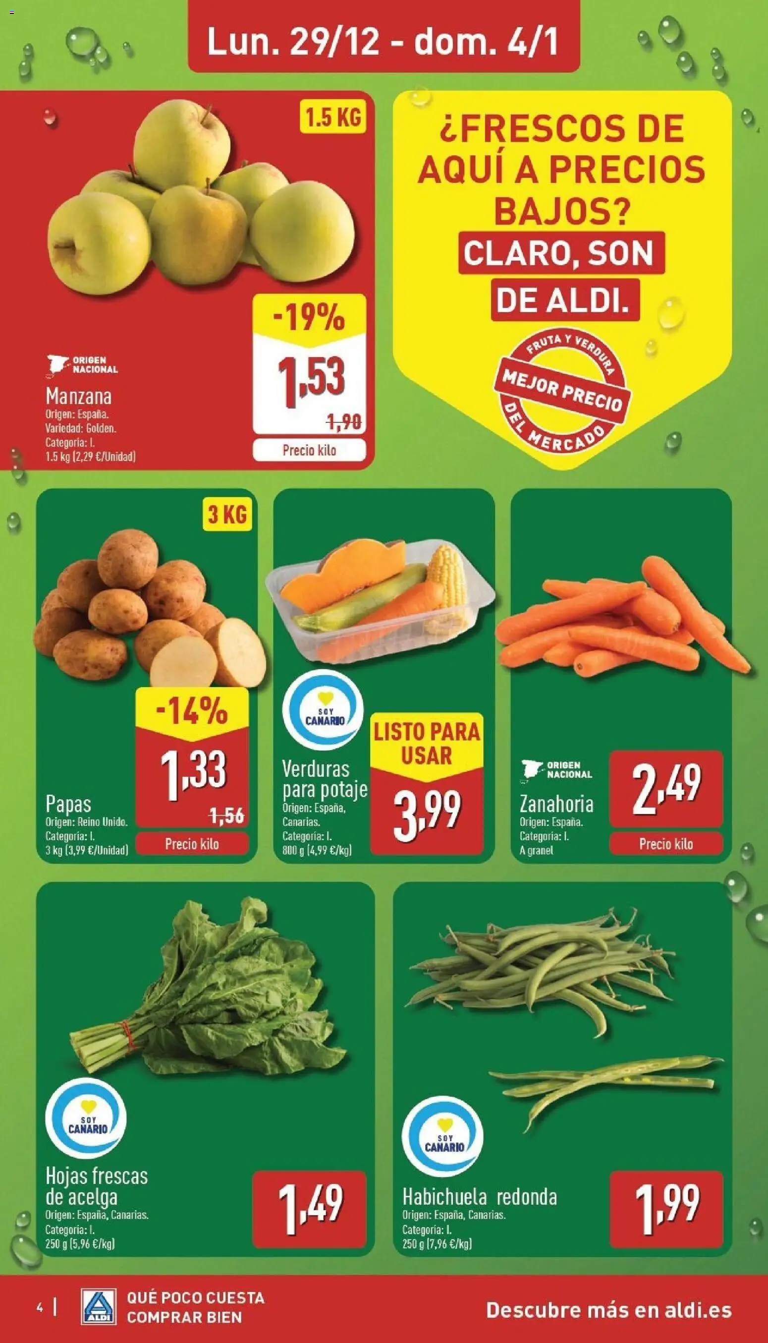 Aldi folleto Canarias │ válido desde el 29.12.2025 | Página: 4 | Productos: Zanahoria, Manzana