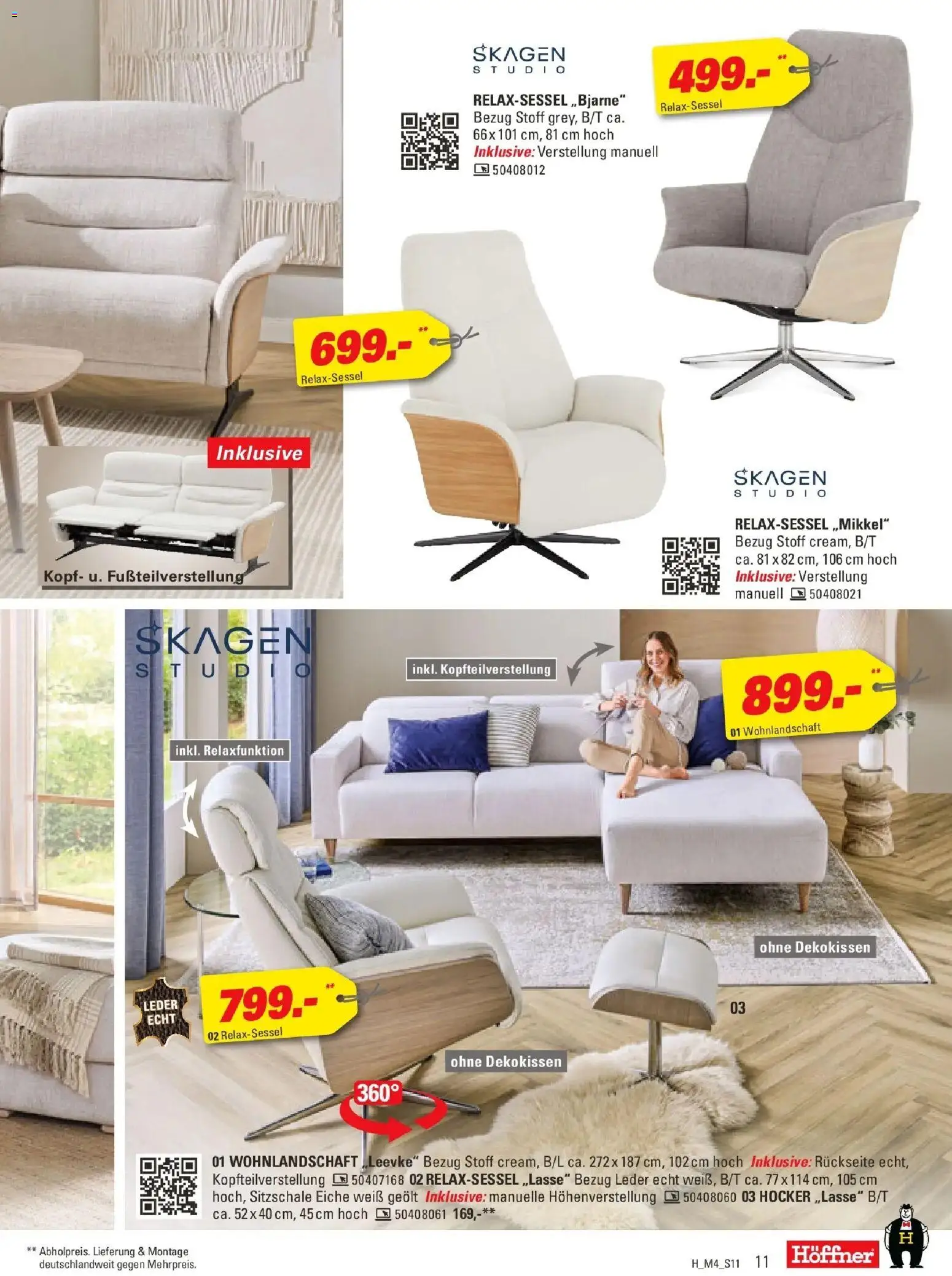 Höffner Prospekt Fürth	 – gültig ab 01.04.2026 | Seite: 11 | Produkte: Wohnlandschaft, Hocker, Relaxsessel