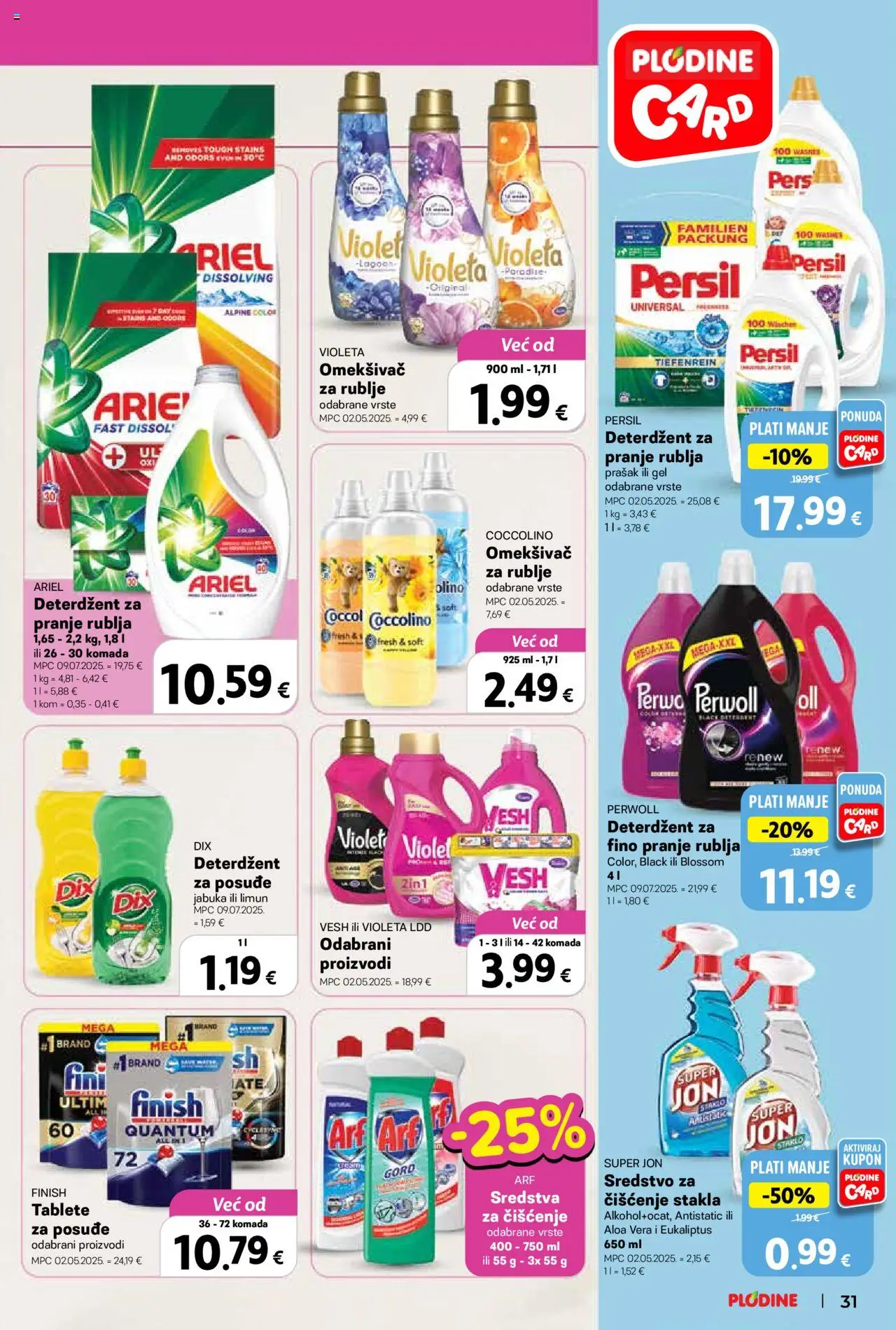 Plodine katalog | vrijedi od 17.09.2025 | Stranica: 31 | Proizvodi: Deterdžent, Limun, Finish, Ariel