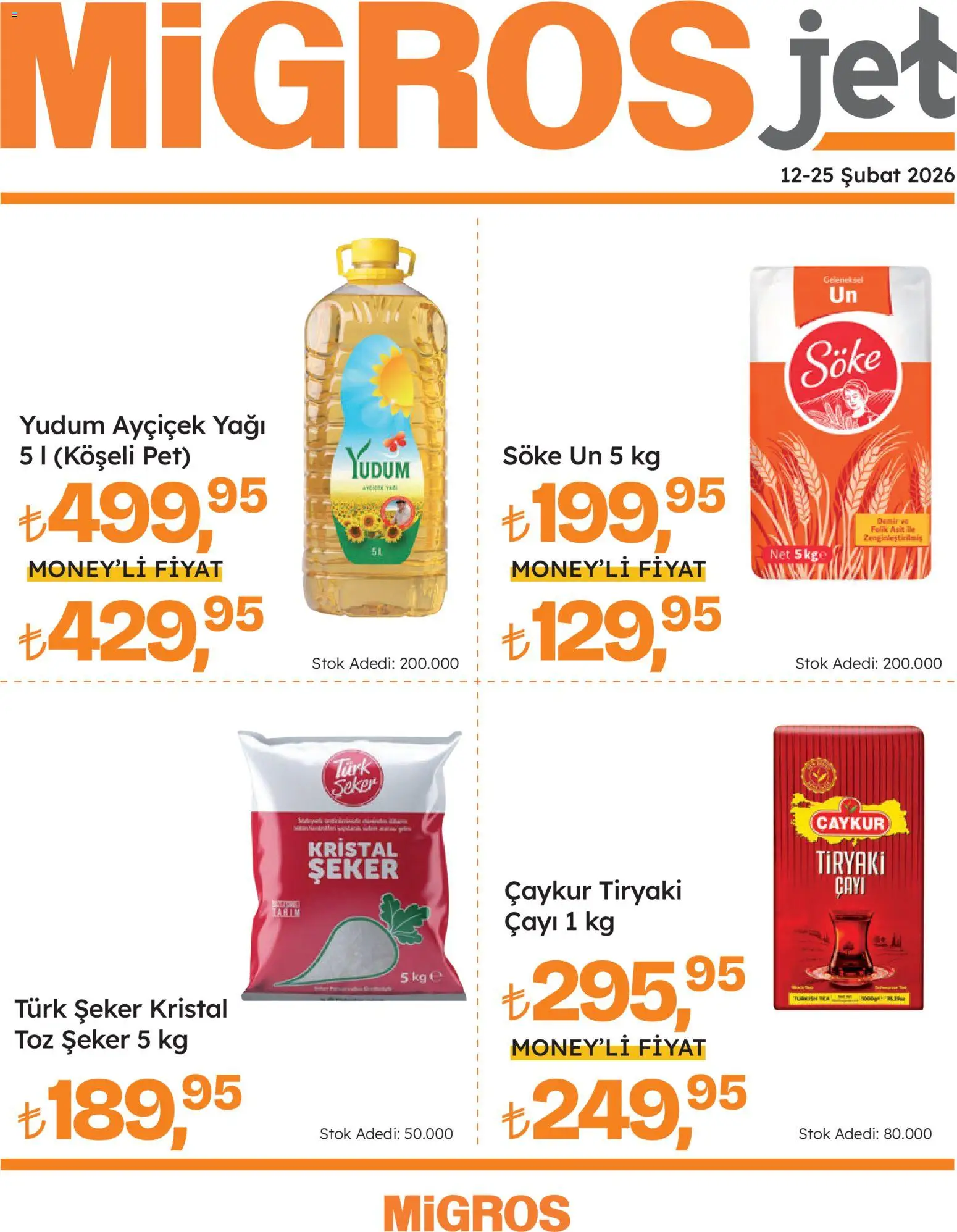 Migros Katalog - Migros Jet Dijital - 12.02.2026 tarihinden itibaren geçerlidir | Sayfa: 1 | Ürünler: Şeker, Toz şeker