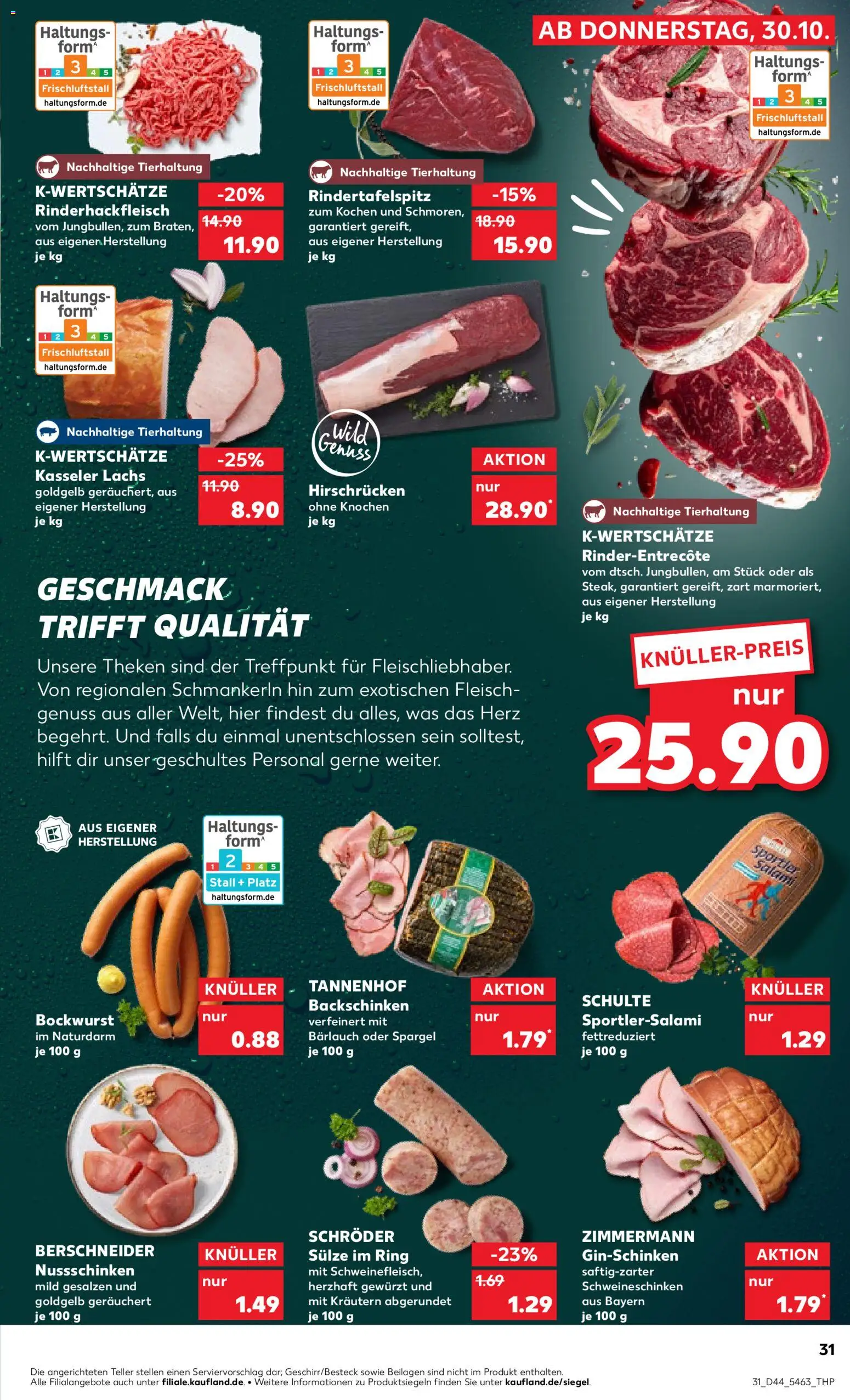 Kaufland prospekt Hamburg	 – gültig ab 02.11.2025 | Seite: 31 | Produkte: Bockwurst, Spargel, Lachs, Salami