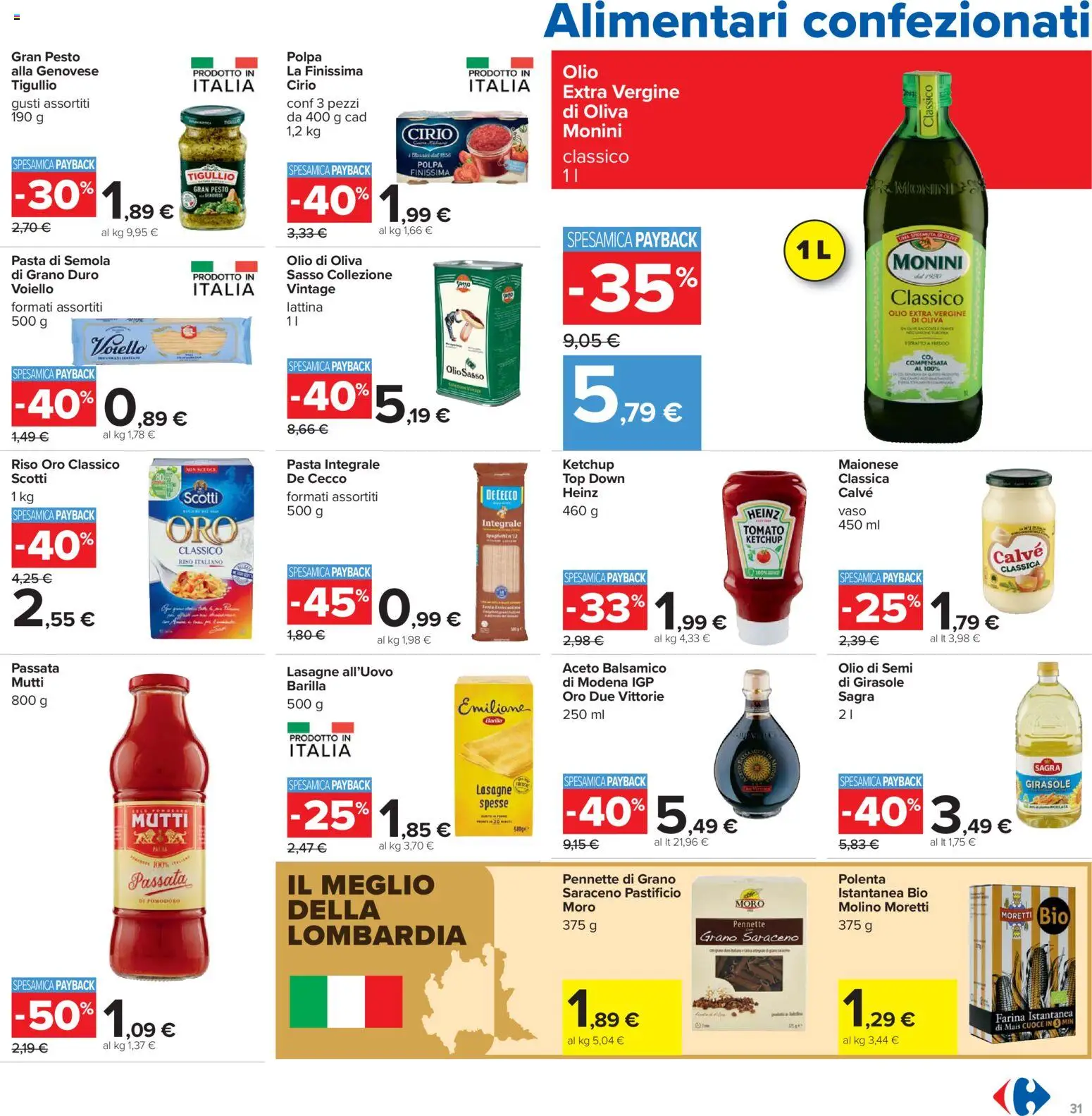 Volantino Carrefour del 24.03.2026 | Pagina: 31 | Prodotti: Olio, Top, Farina, Pasta
