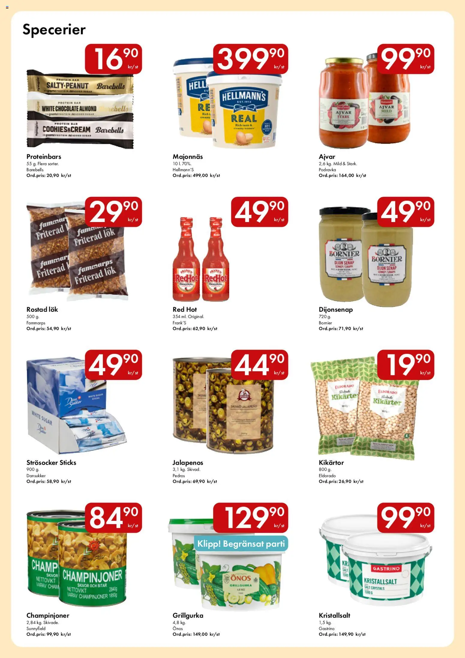 Snabbgross reklamblad aktuell från 20.04.2026 | Sida: 9 | Produkter: Strösocker, Senap, Kikärtor, Majonnäs