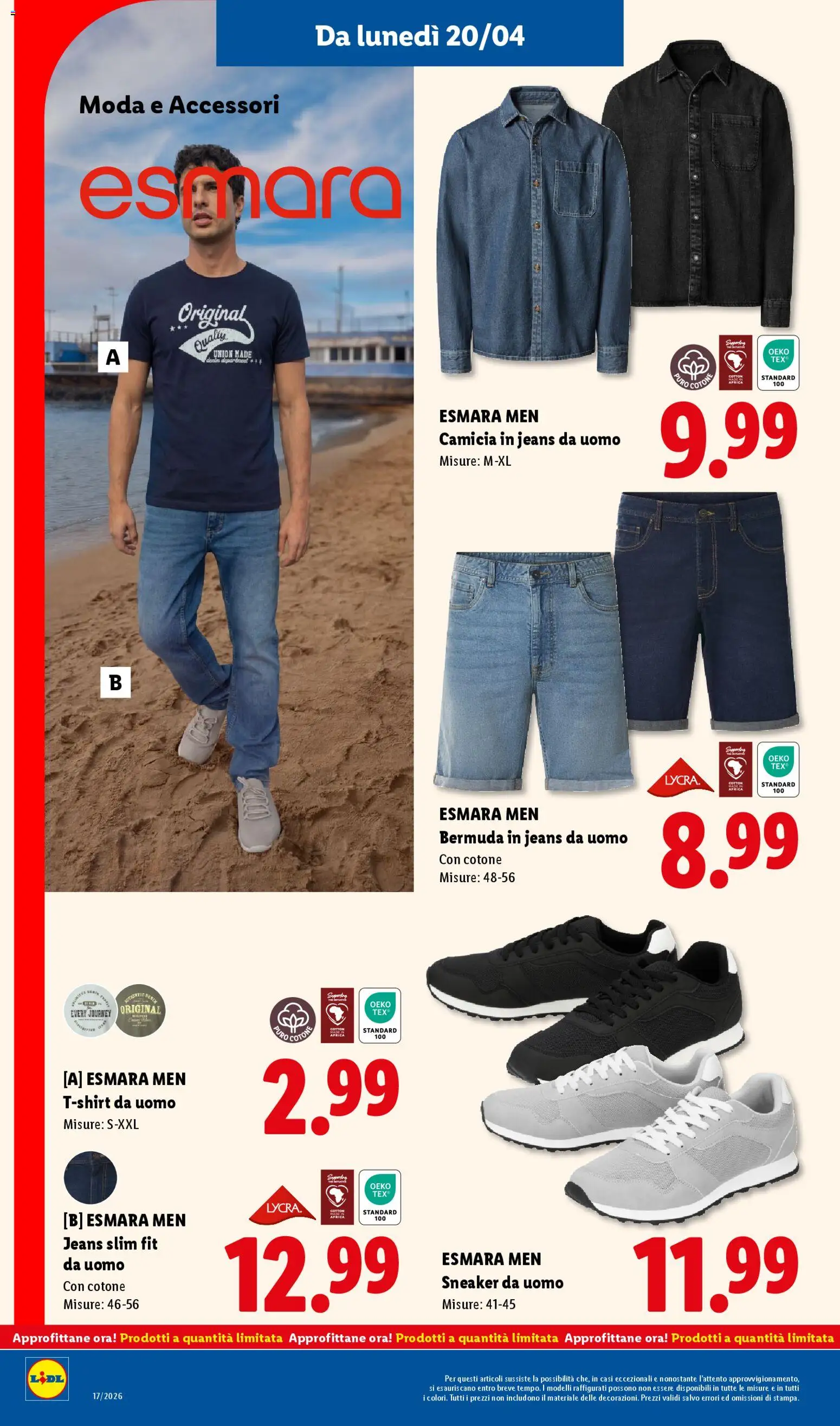 Volantino Lidl del 16.04.2026 | Pagina: 34 | Prodotti: Sneakers, Bermuda, T-shirt, Jeans