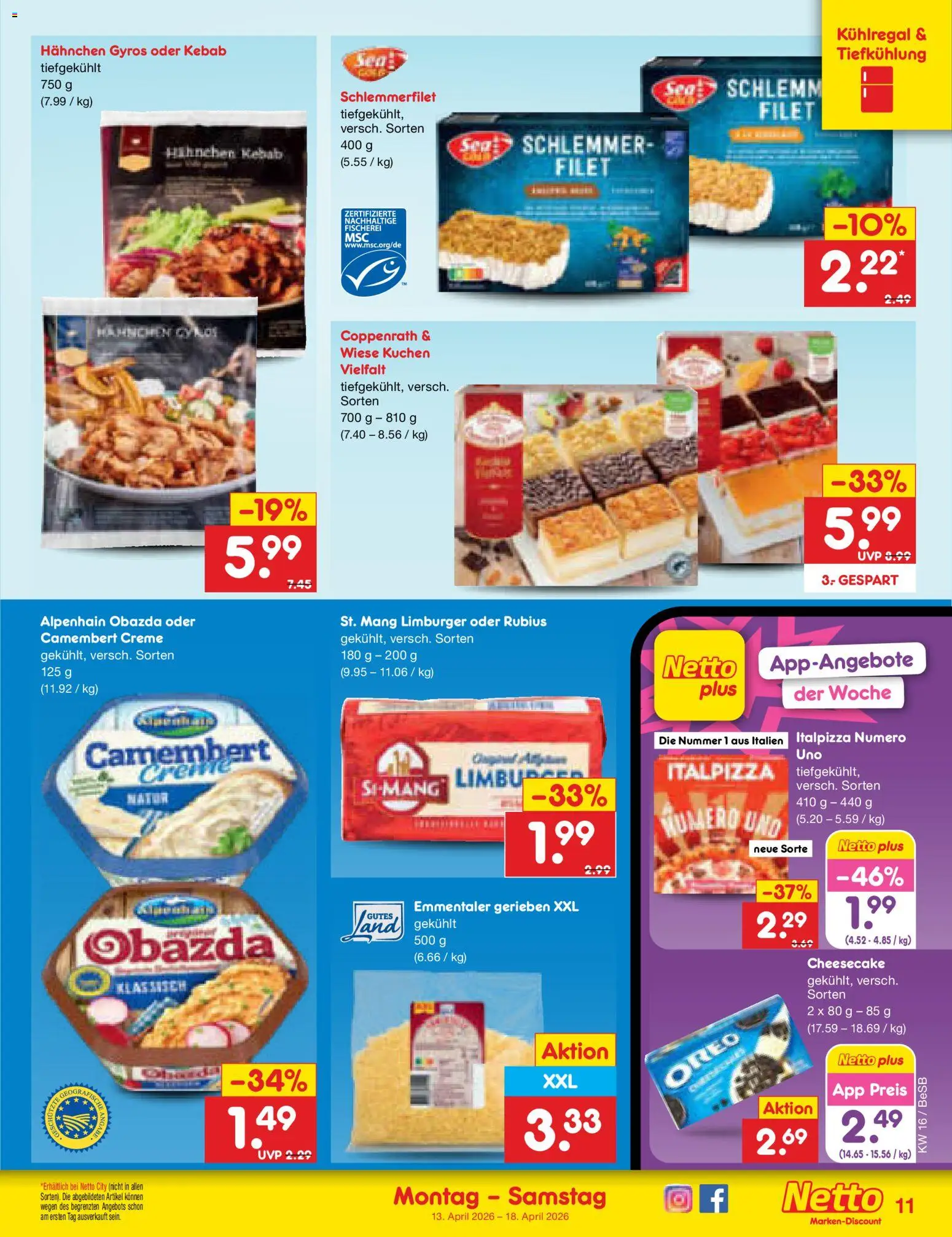 Netto Marken-Discount Prospekt 	 – gültig ab 13.04.2026 | Seite: 13 | Produkte: Hahnchen, Creme, Gyros, Kuchen