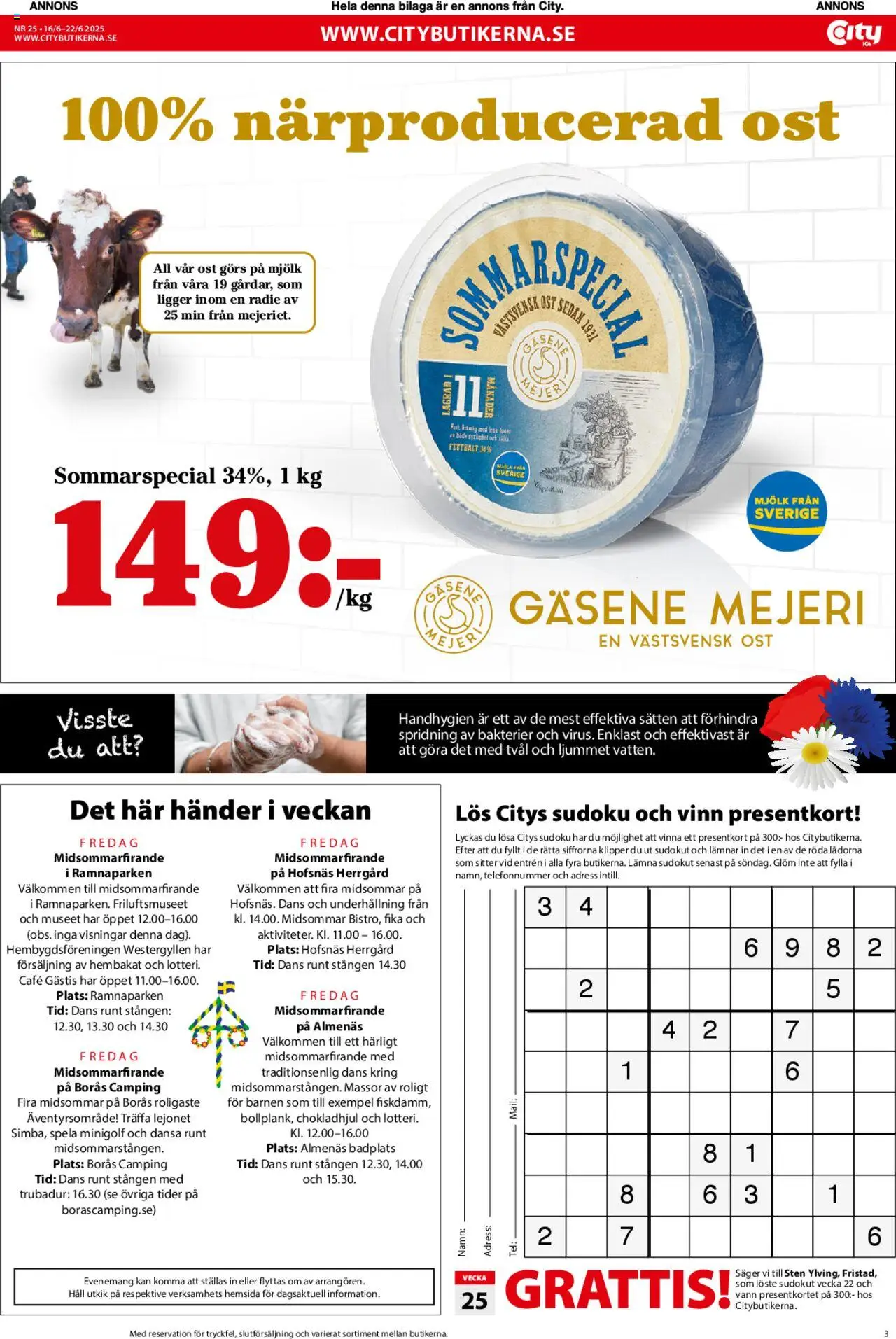 ICA Kvantum reklamblad aktuell från 16.06.2025 | Sida: 3 | Produkter: Tvål, Mjölk, Ost, Häll