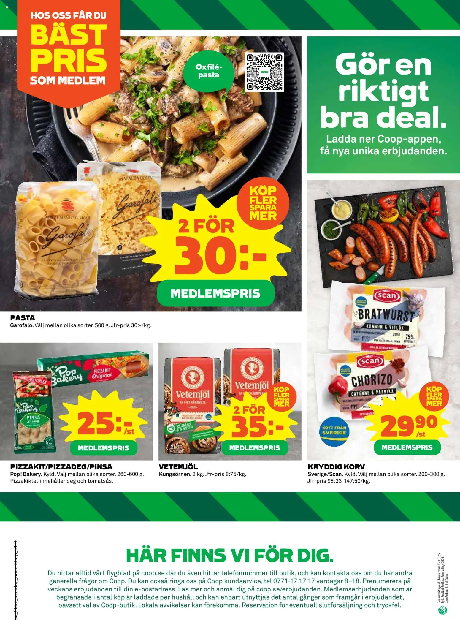 Coop reklamblad aktuell från 17.11.2025 | Sida: 8 | Produkter: Vitlök, Oxfilé, Chorizo, Pasta