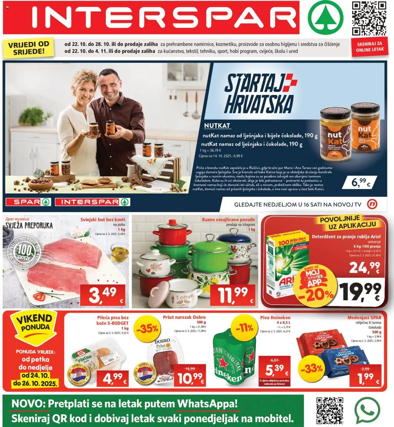 Interspar katalog | vrijedi od 22.10.2025 | Stranica: 1 | Proizvodi: Piletina, Tv, Namaz od lješnjaka, Ariel