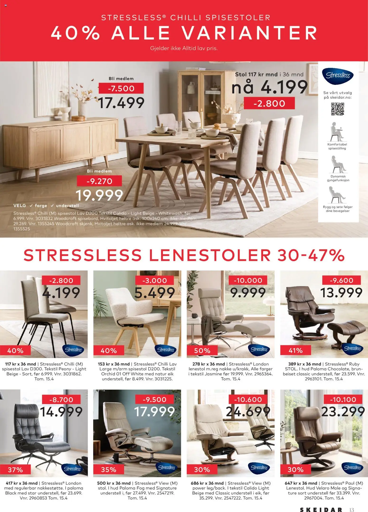 {H1} | Side: 13 | Produkter: Spisestol, Chilli, Lenestol, Stol