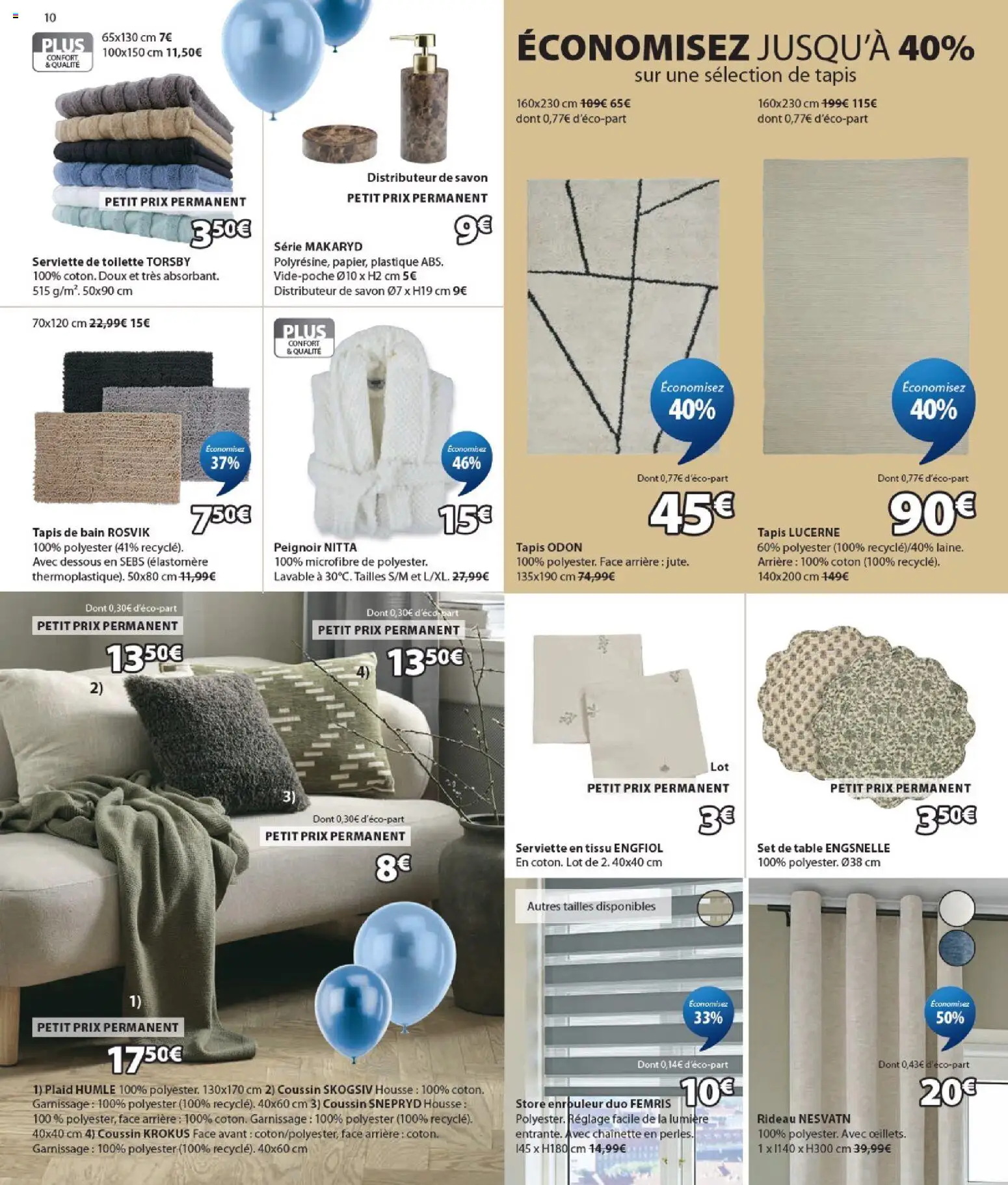 {H1} | Page: 10 | Produits: Savon, Table, Store enrouleur, Rideau