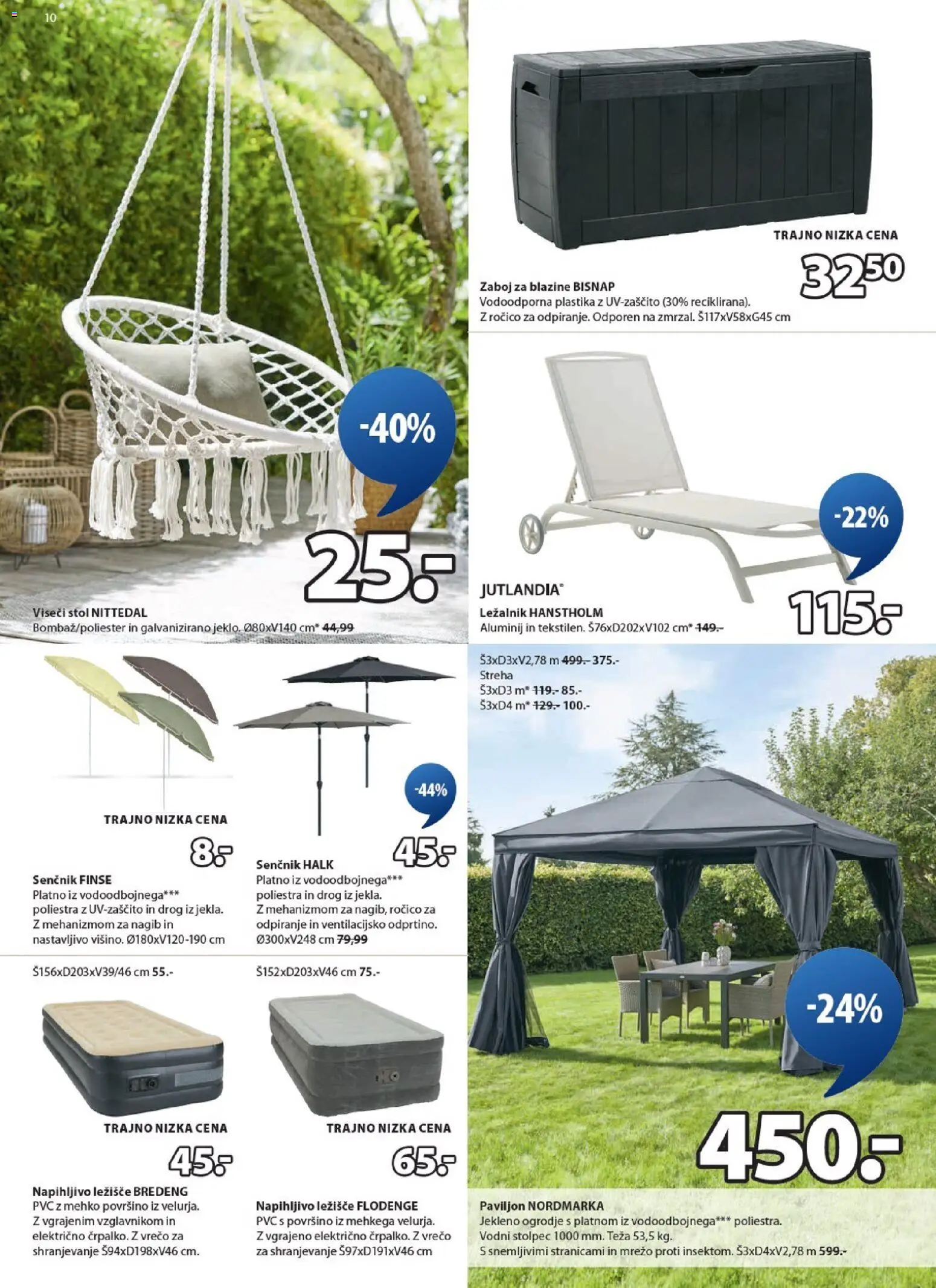 Novi JYSK katalog ponudbe – veljaven od 04.03.2026 | Stran: 10 | Izdelki: Viseči stol, Ležalnik, Paviljon, Teza