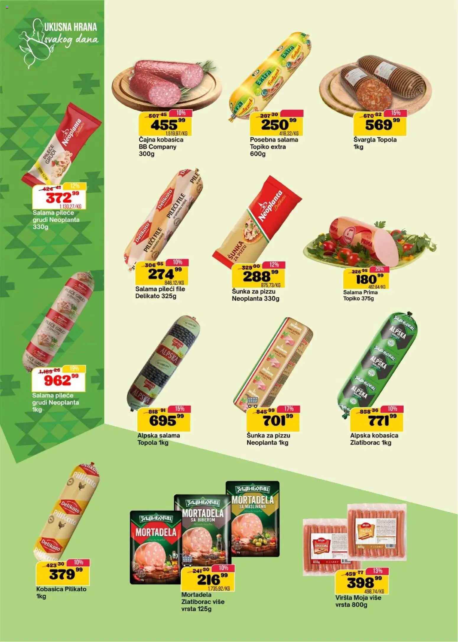 Senta Promet katalog - važi od 11.02.2026 | Strana: 6 | Proizvode: Pileći file, Mortadela, Šunka, Kobasica