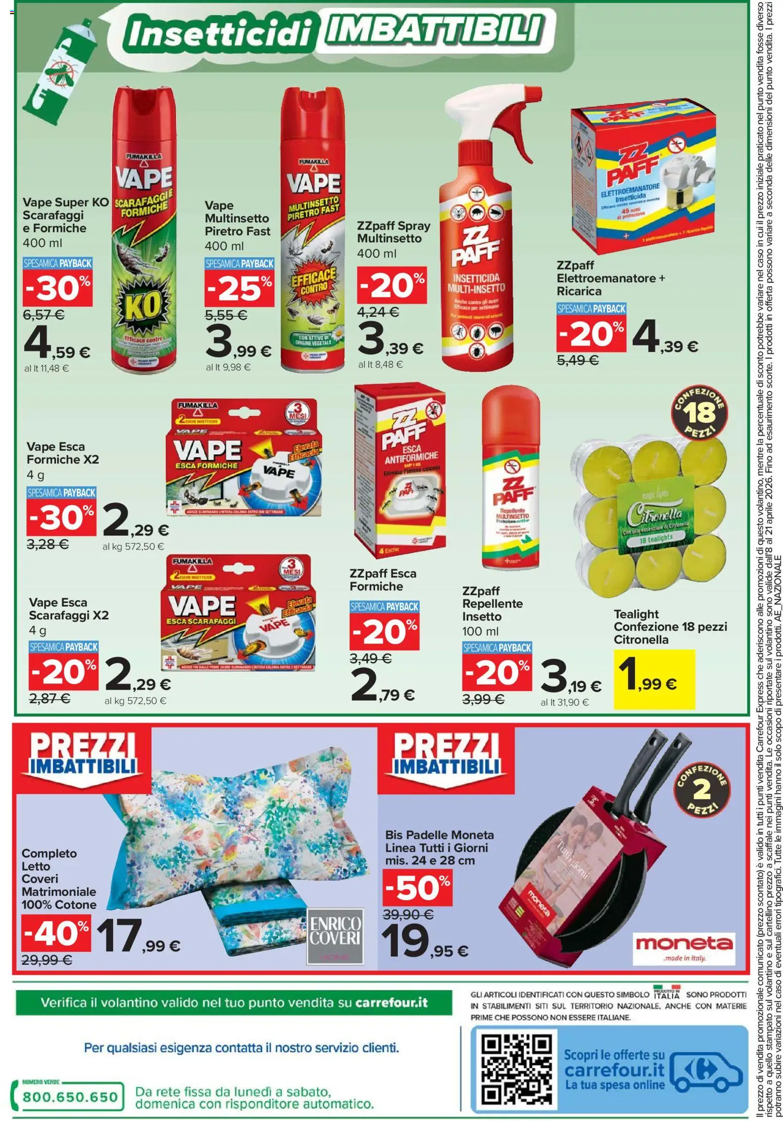 Volantino Carrefour del 08.04.2026 | Pagina: 12 | Prodotti: Citronella, Scaffale, Insetticida, Letto