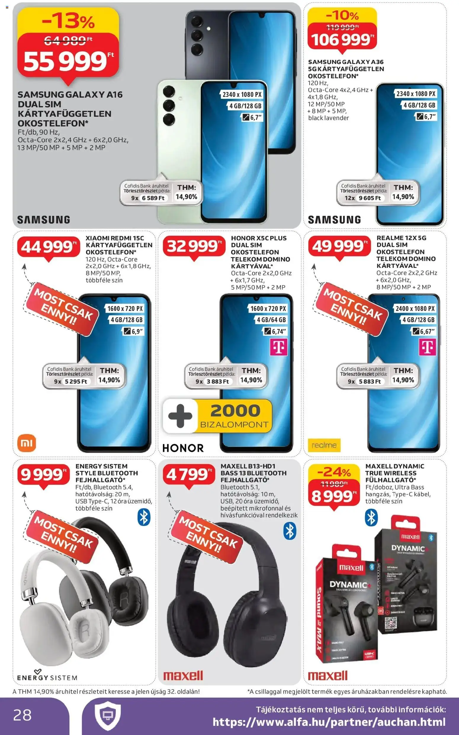 Auchan akciós ujság - amely érvényes a következő dátumtól: 29.01.2026 | Oldal: 28 | Termékek: Okostelefon, Xiaomi, Samsung, Óra