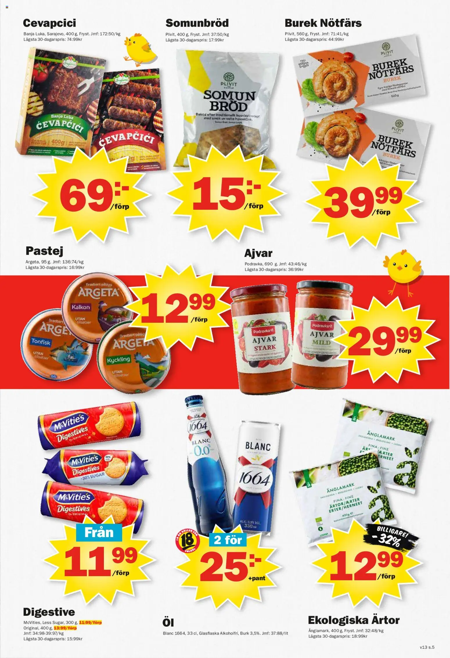 Pekås reklamblad aktuell från 23.03.2026 | Sida: 5 | Produkter: Digestive, Loka, Tonfisk, Ärtor