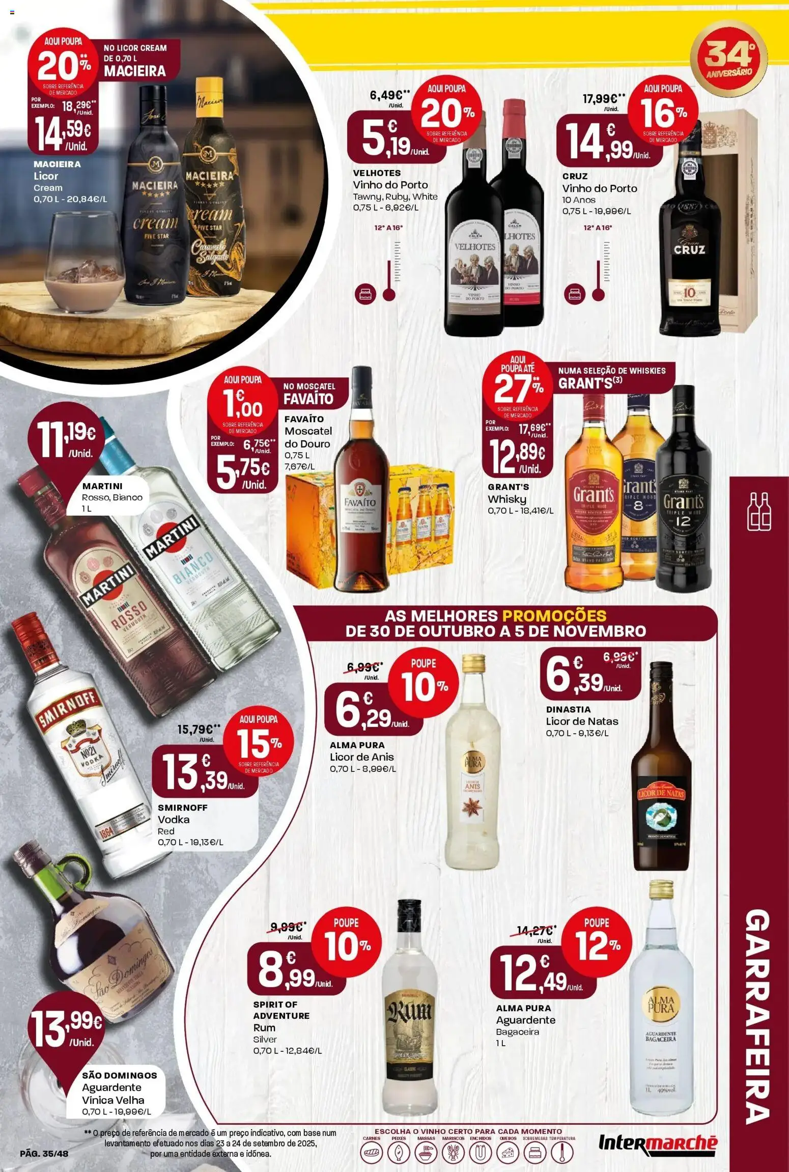 Intermarché - Aniversário à la poupança! » de 30/10/2025 - 05/11/2025 | Página: 35 | Produtos: Whisky, Base, Licor, Natas