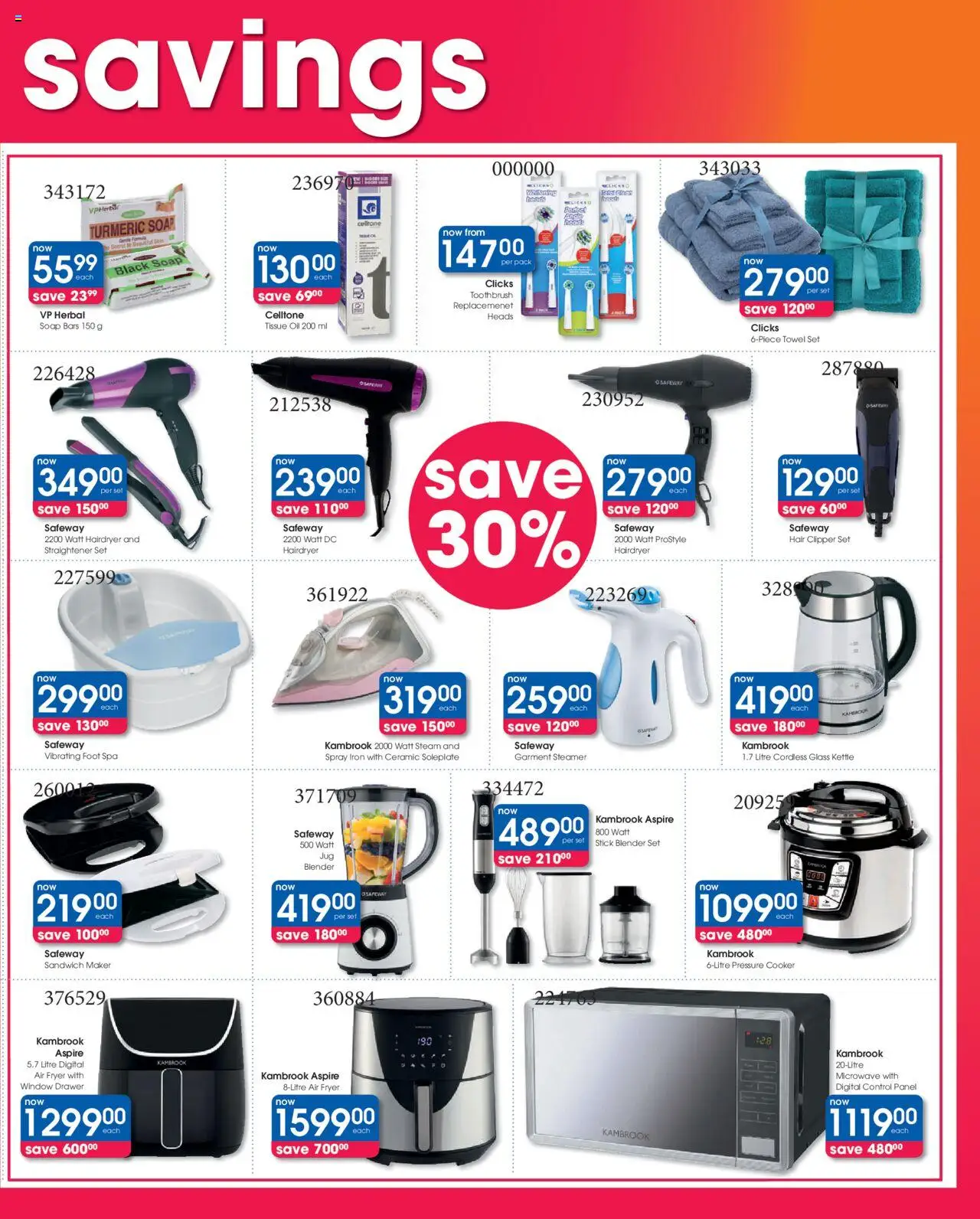Clicks Specials │ valid from 07.08.2025 | Page: 3 | Products: Fryer, Microwave, Oil, Soap
