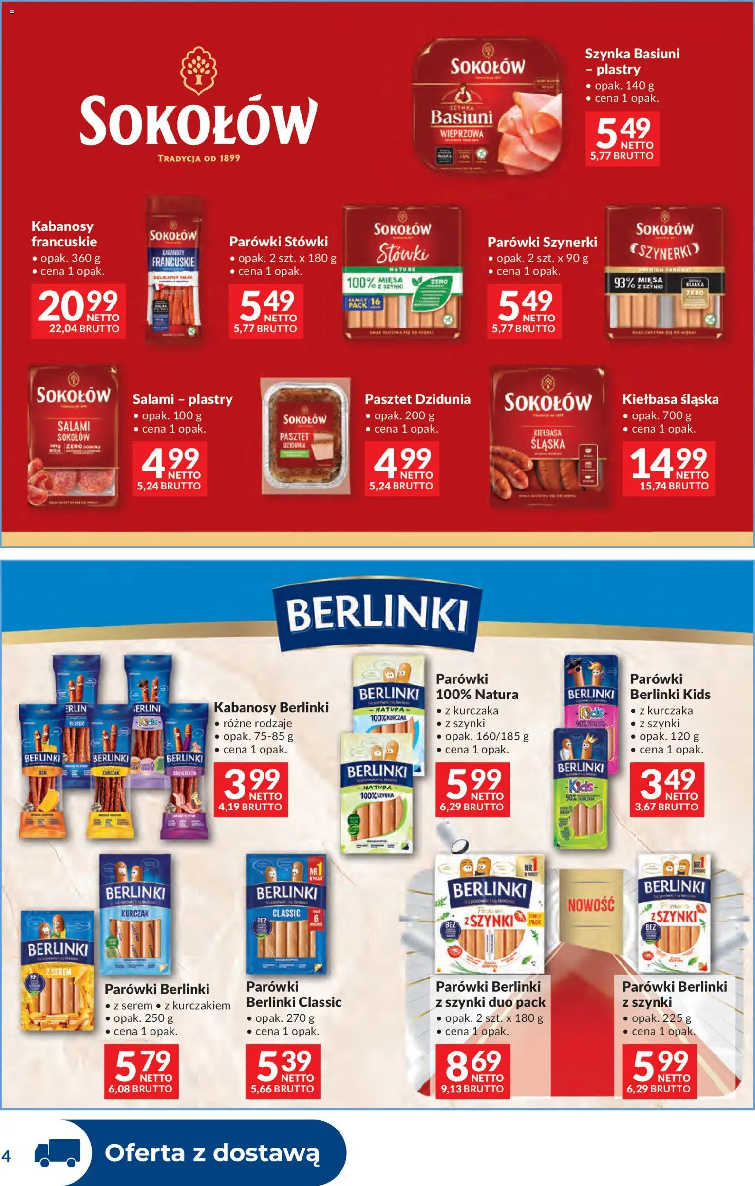 Makro Gazetka - Dystrybucja do sklepów od 03.02.2026 | Strona: 4 | Produkty: Kiełbasa, Parówki berlinki, Kabanosy, Kiełbasa śląska