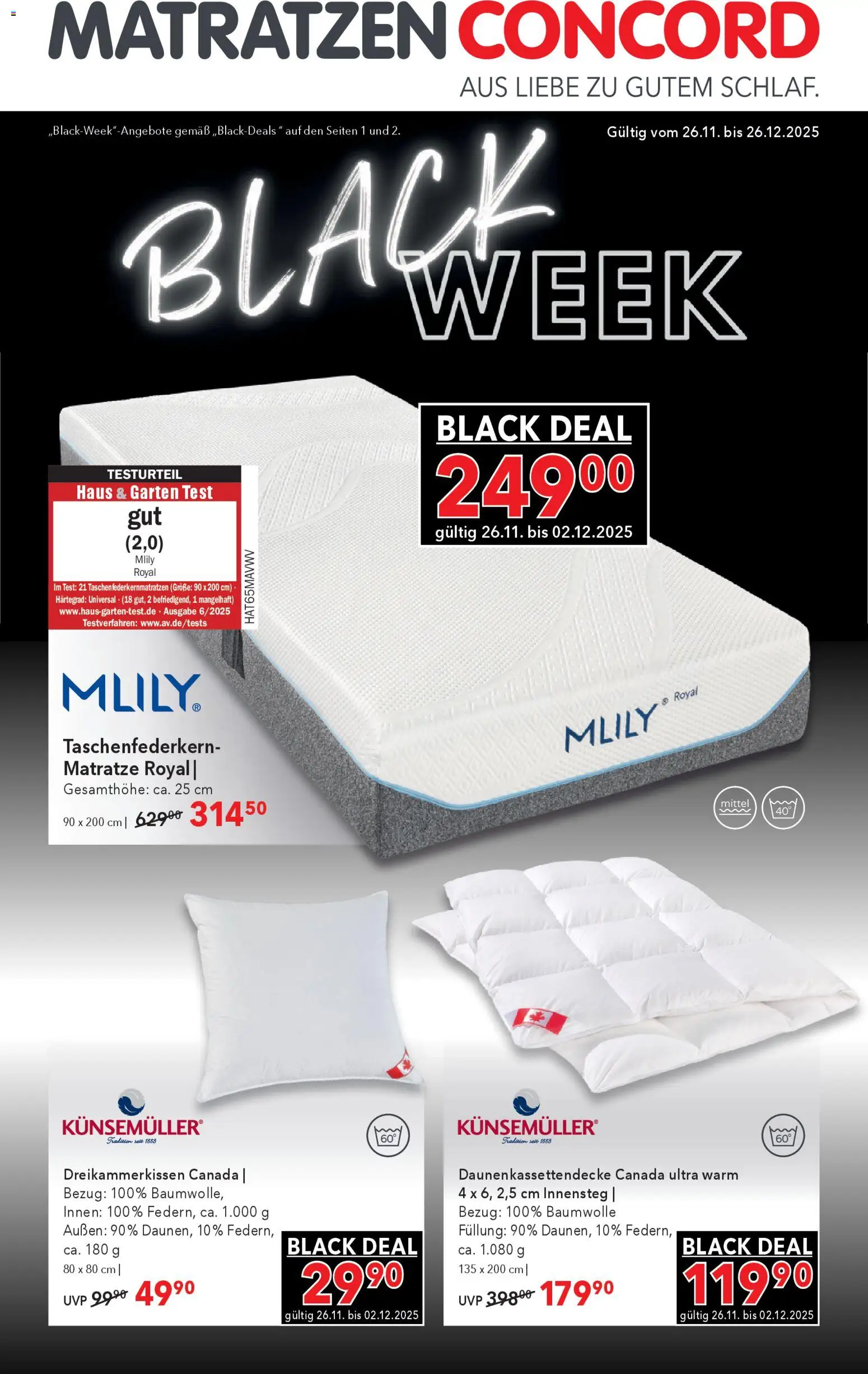 Matratzen Concord - Black Friday – gültig ab 26.11.2025 | Seite: 1 | Produkte: Matratze