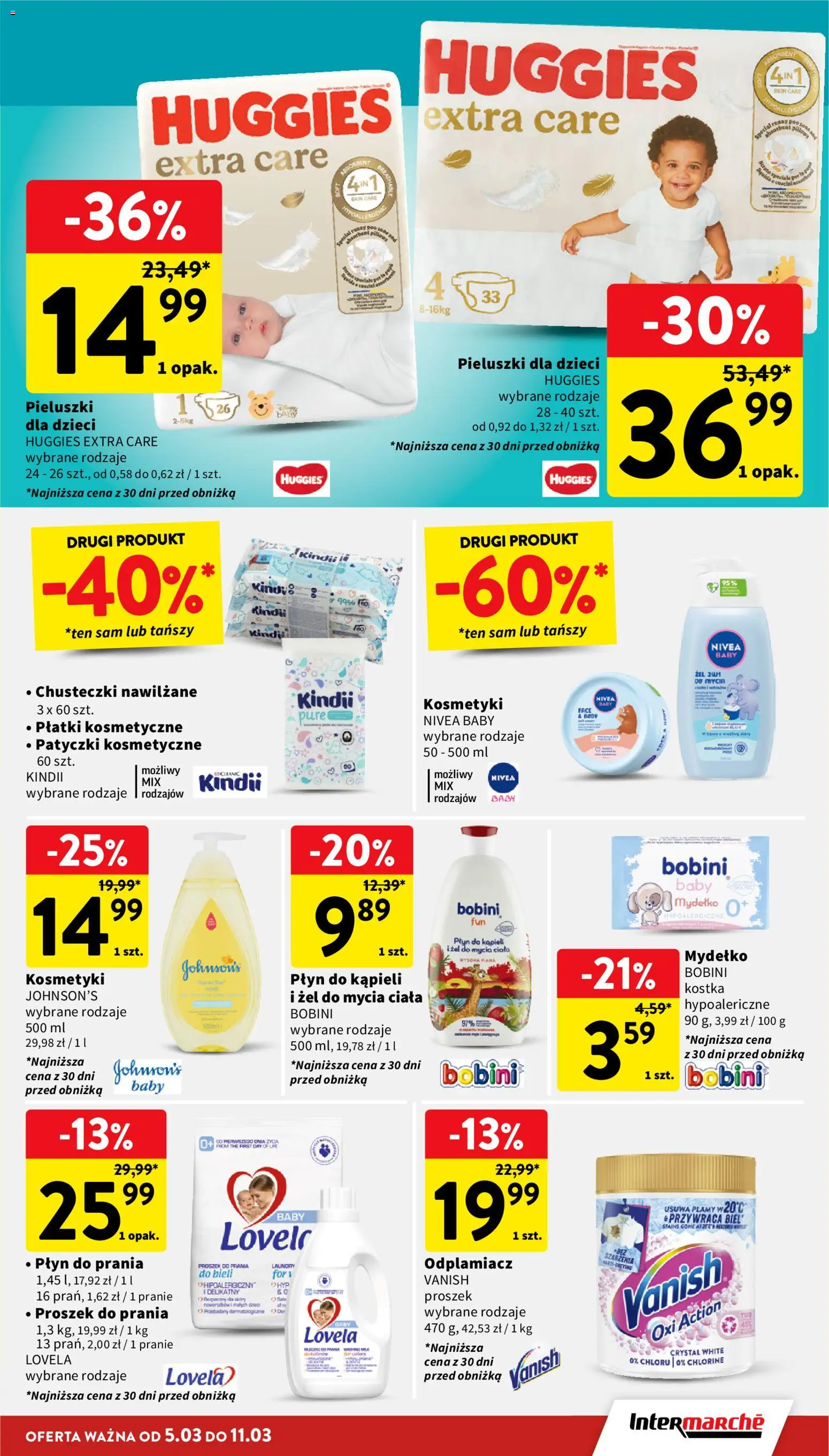 Intermarche gazetka od 05.03.2026 | Strona: 37 | Produkty: Kosmetyki, Body, Płatki kosmetyczne, Proszek do prania
