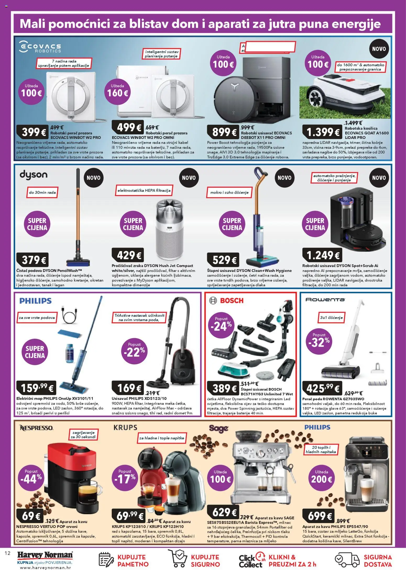 Harvey Norman katalog | vrijedi od 19.03.2026 | Stranica: 12 | Proizvodi: Aparat za kavu, Pročišćivač zraka, Kosilica, Kabel