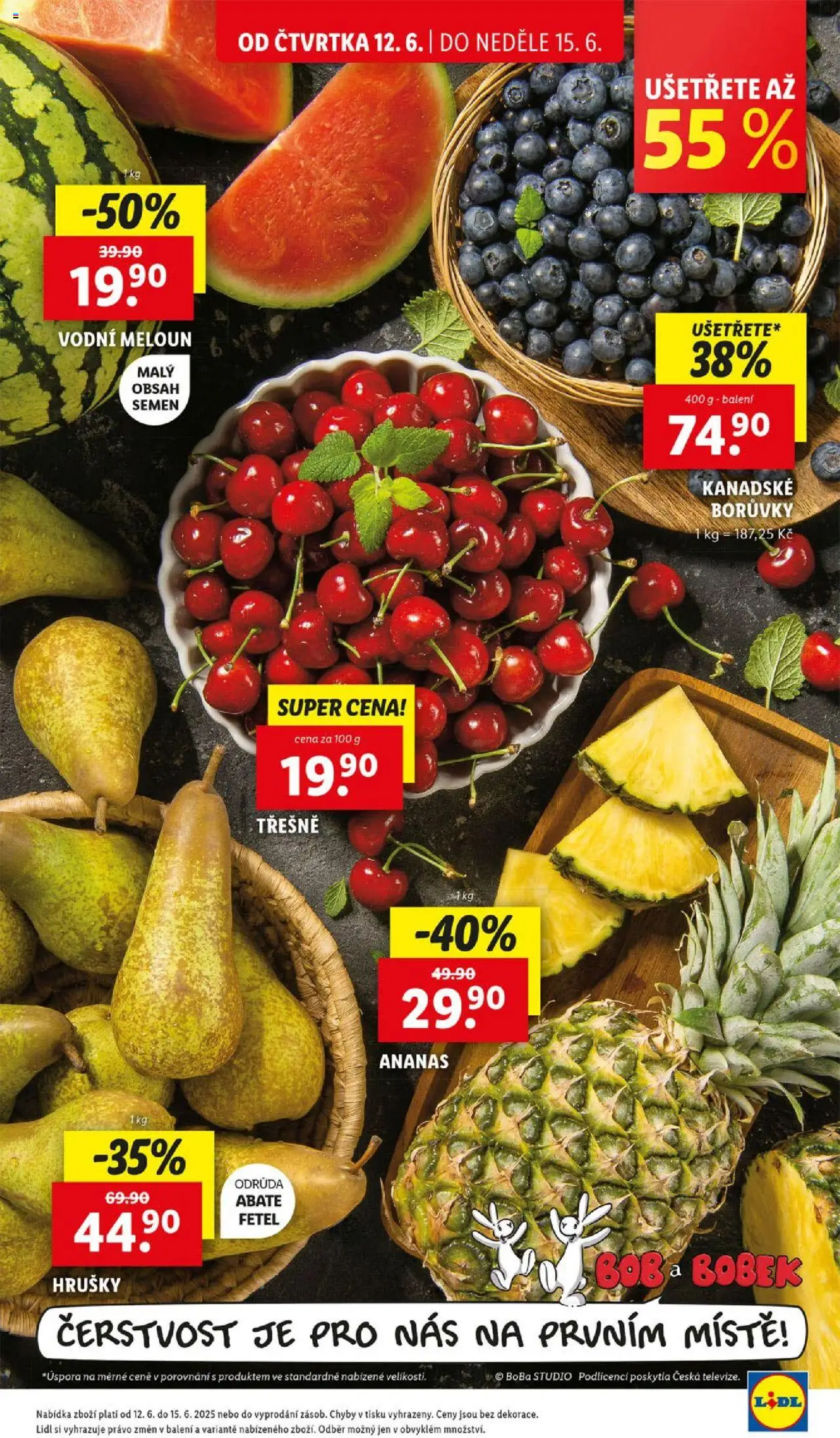 Lidl leták od 12.06.2025 | Strana: 7 | Produkty: Meloun, Hrušky, Třešně, Borůvky