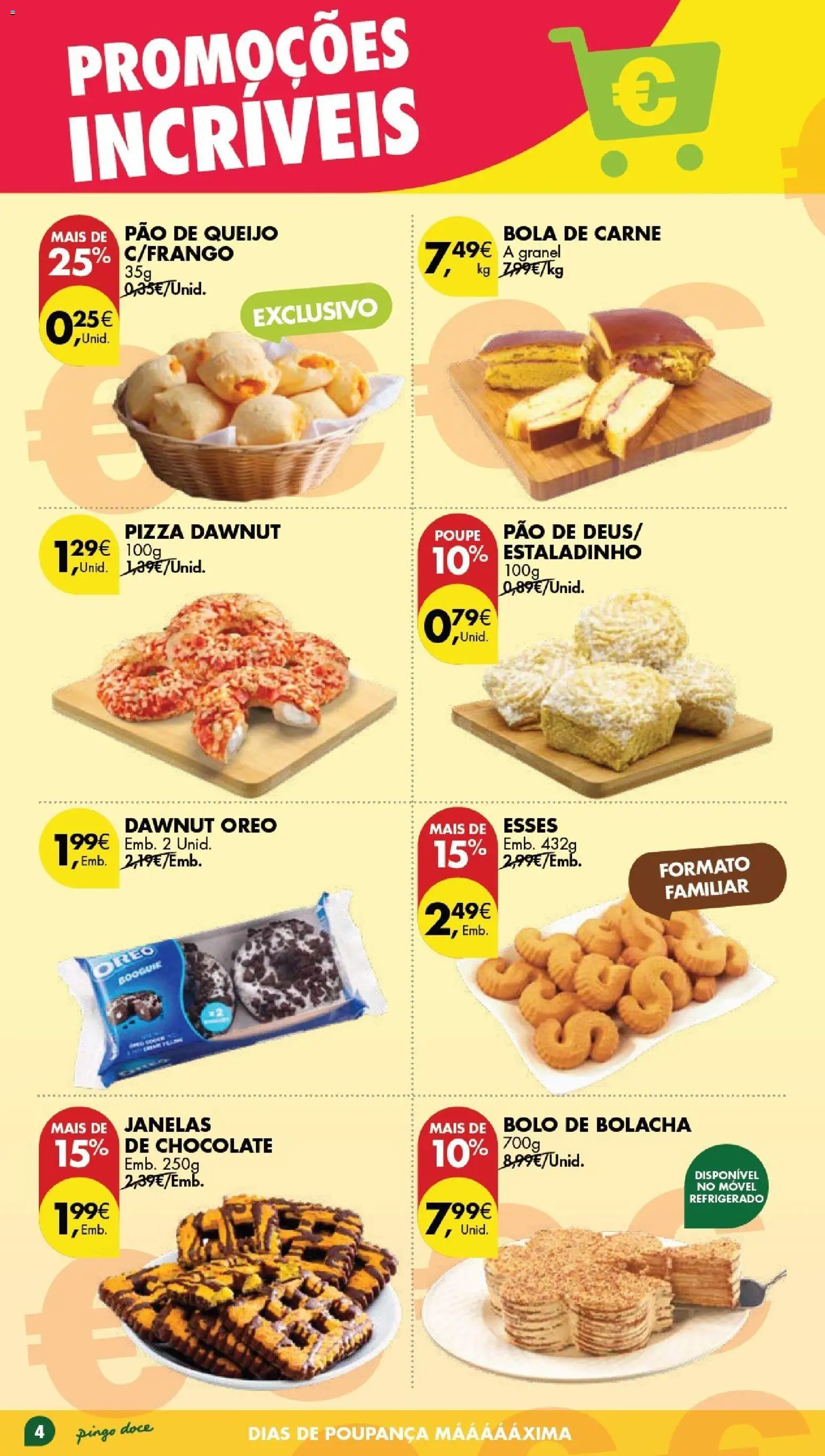 Pingo Doce Poupe Este Fim de Semana │ válido de 24.04.2026 | Página: 4 | Produtos: Pão de queijo, Pão, Chocolate, Pizza